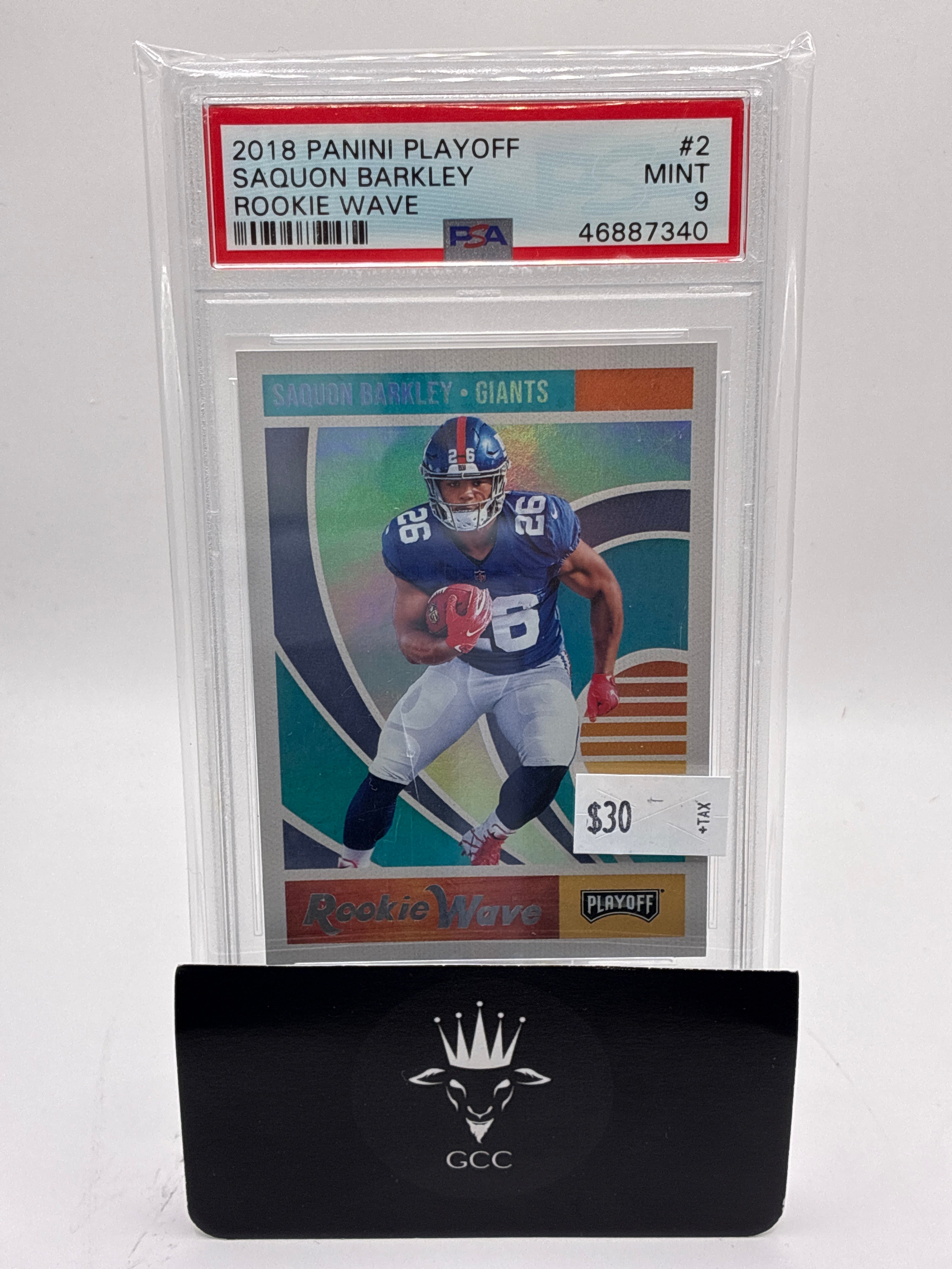 2018 Panini Playoff Rookie Wave Saquon Barkley PSA 9