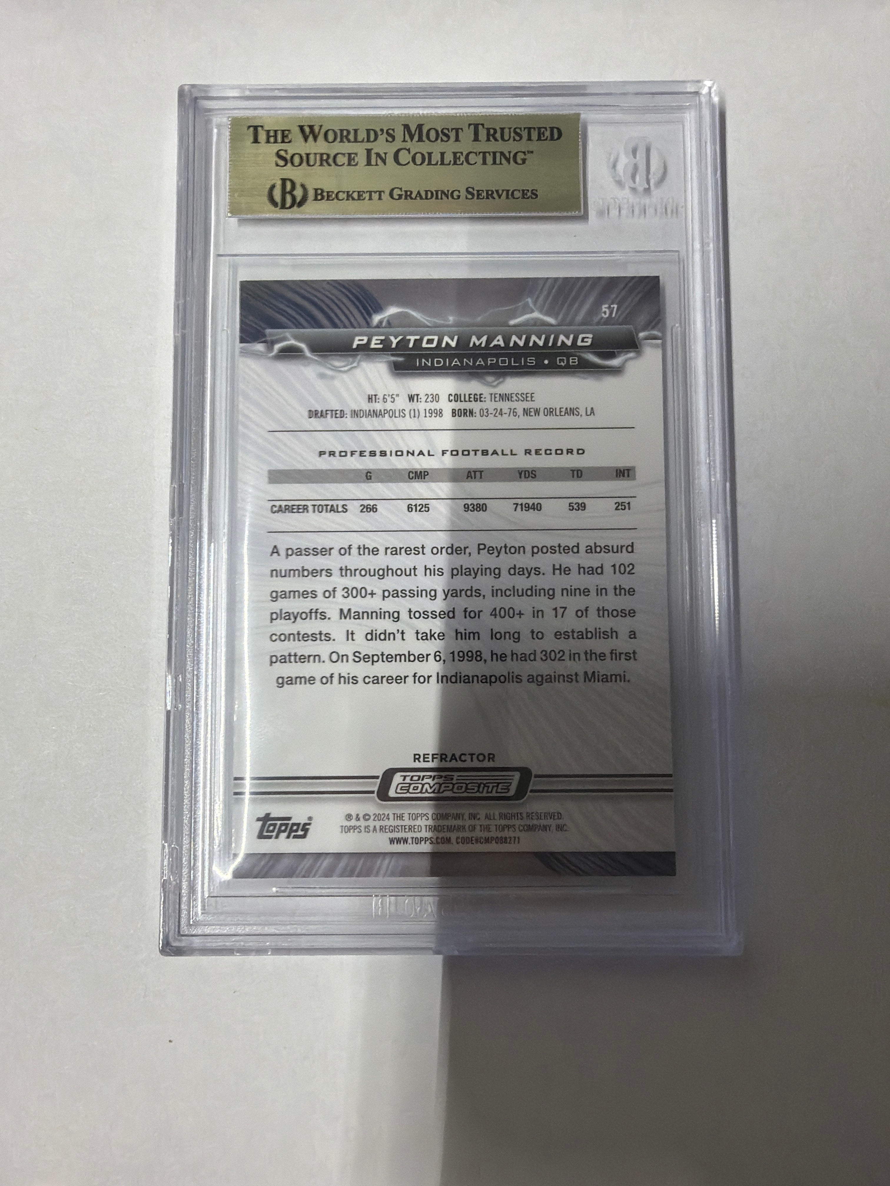 2024 Topps Composite Resurgence Refractors Peyton Manning Beckett 9.5