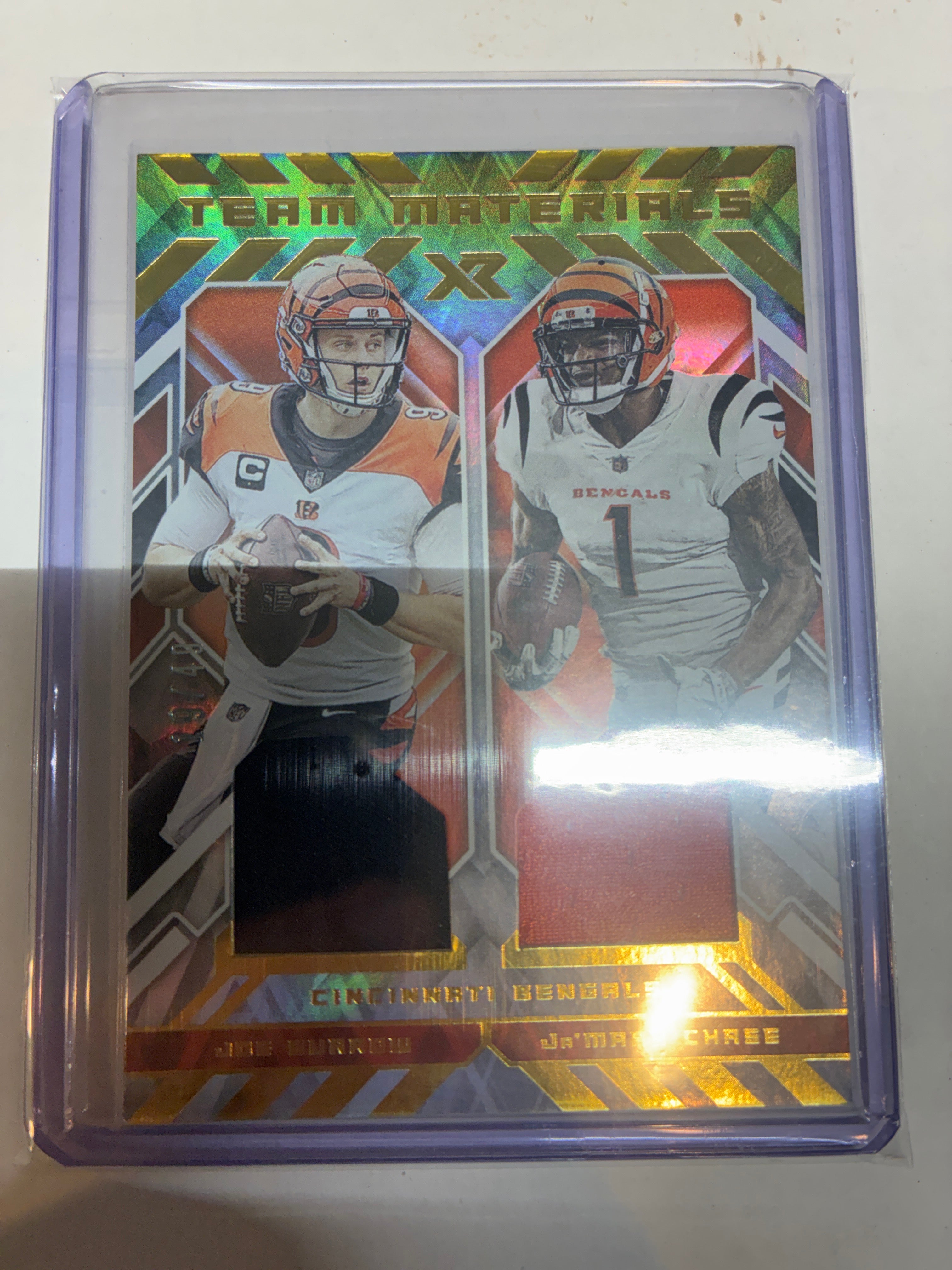 2021 Panini XR Team Materials Joe Burrow, Ja’Marr Chase #TM-BC 19/49
