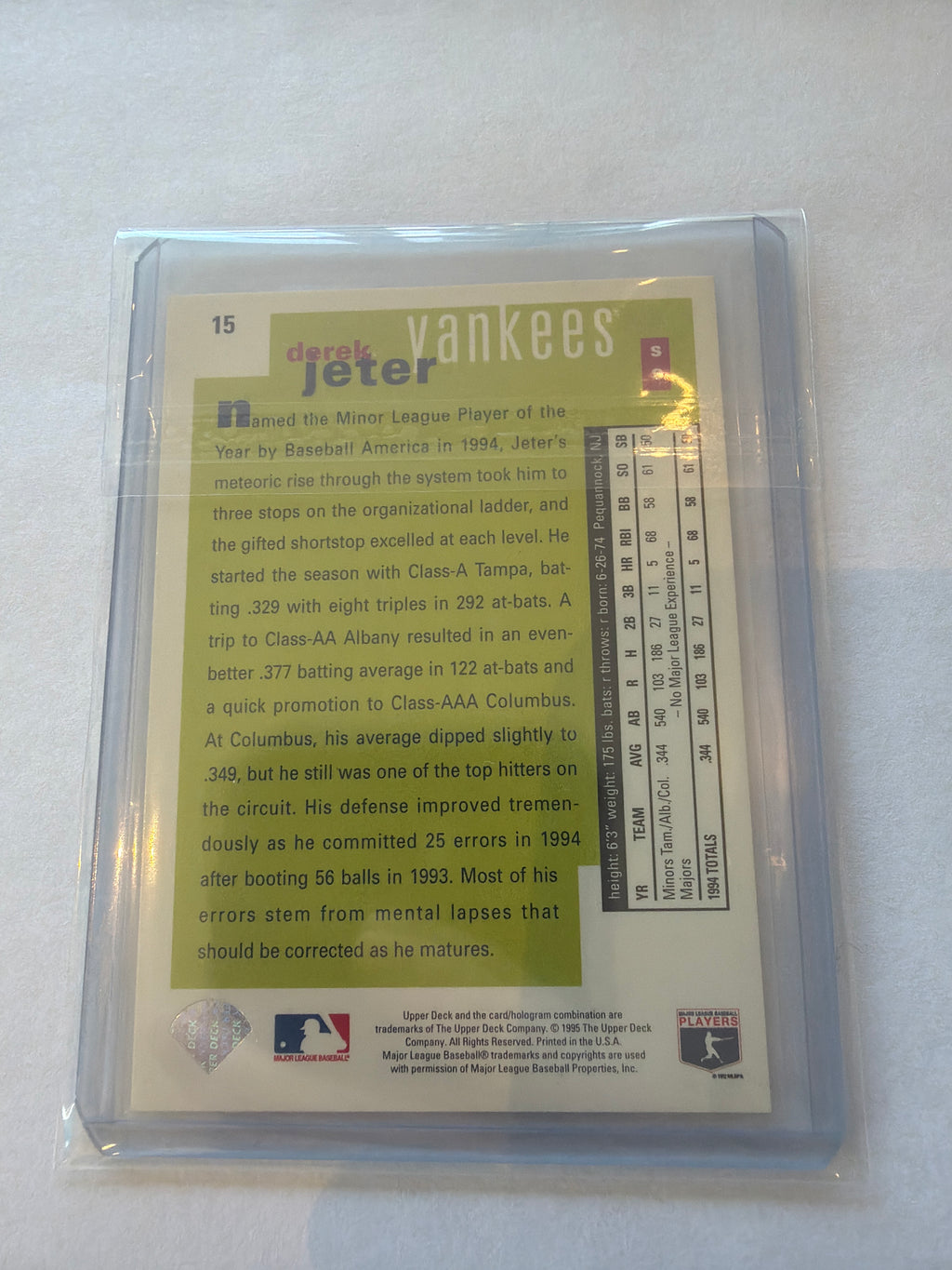 1995 collectors choice rookie class Derek Jeter