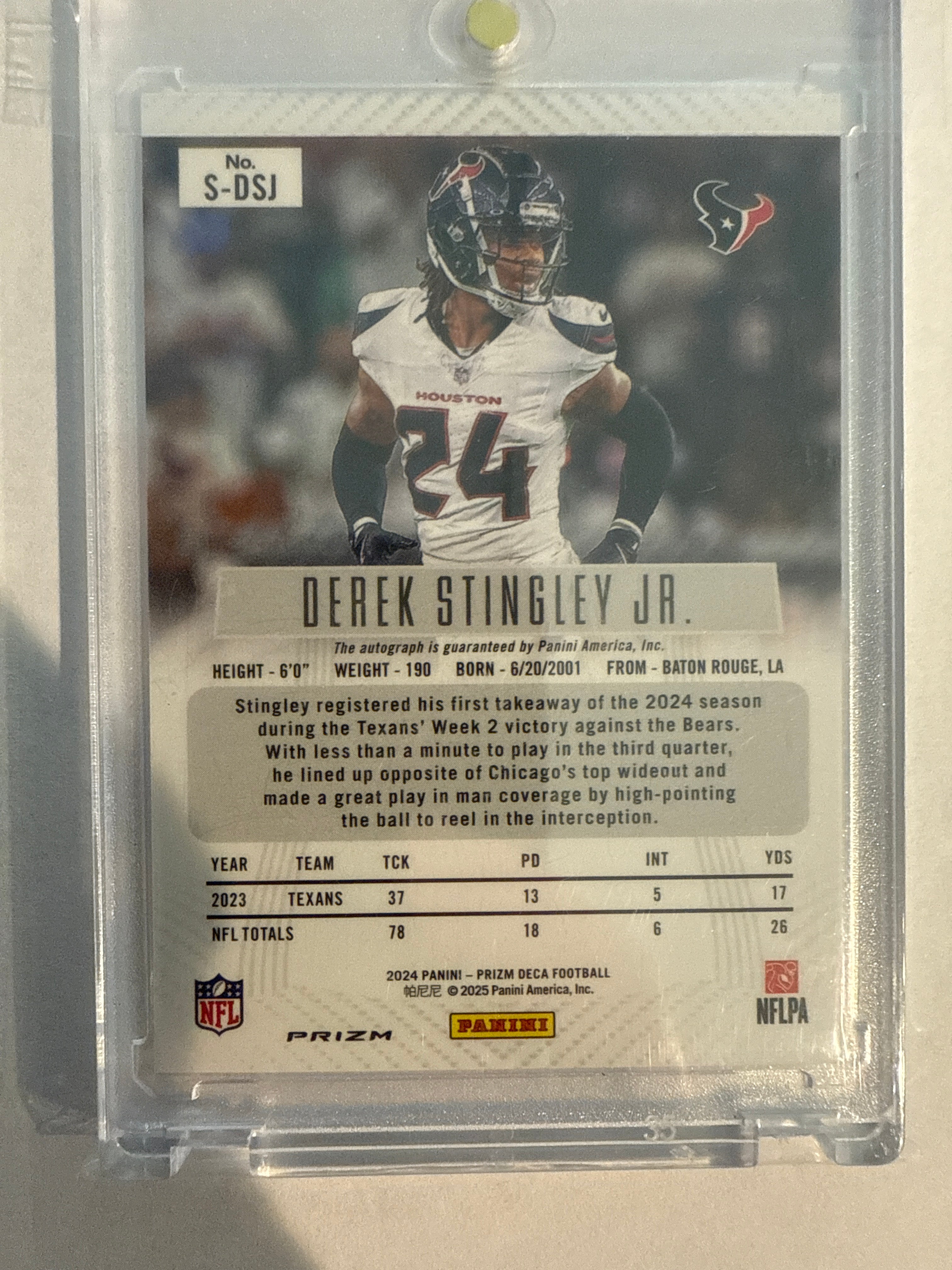 2024 Deca Derek Stingley Auto