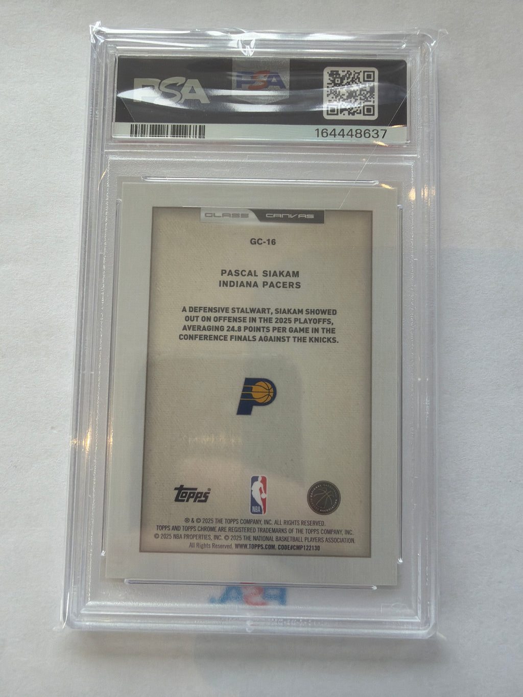 2025 Topps chrome pascal siakam glass canvas PSA10