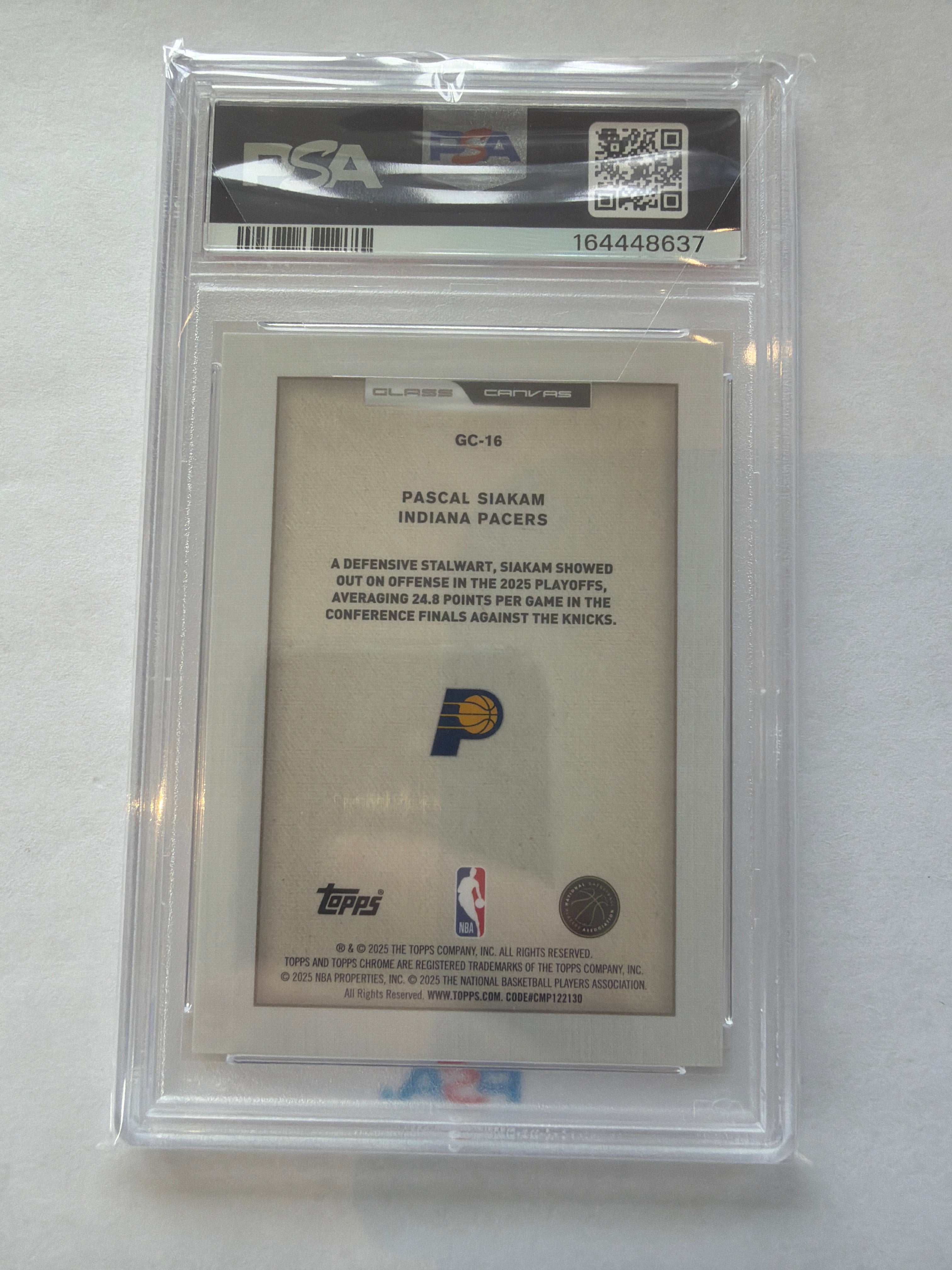 2025 Topps chrome pascal siakam glass canvas PSA10