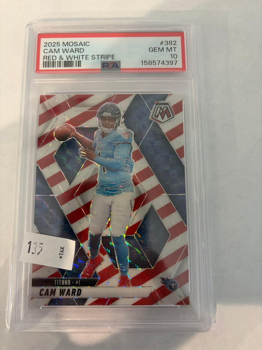 2025 Mosaic Cam Ward red and white stripe PSA 10