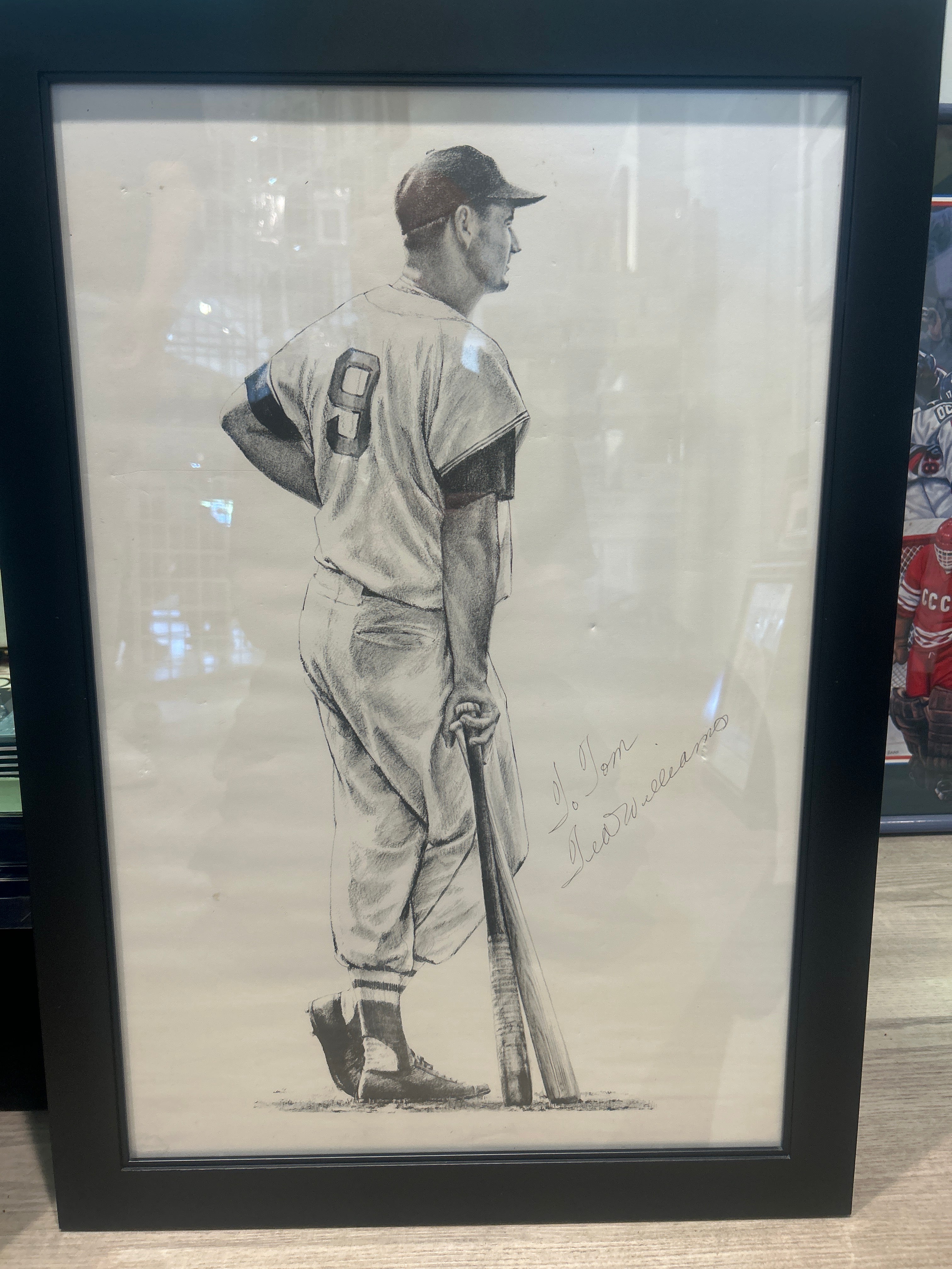 Ted Williams Autographed Framed Print JSA Certified