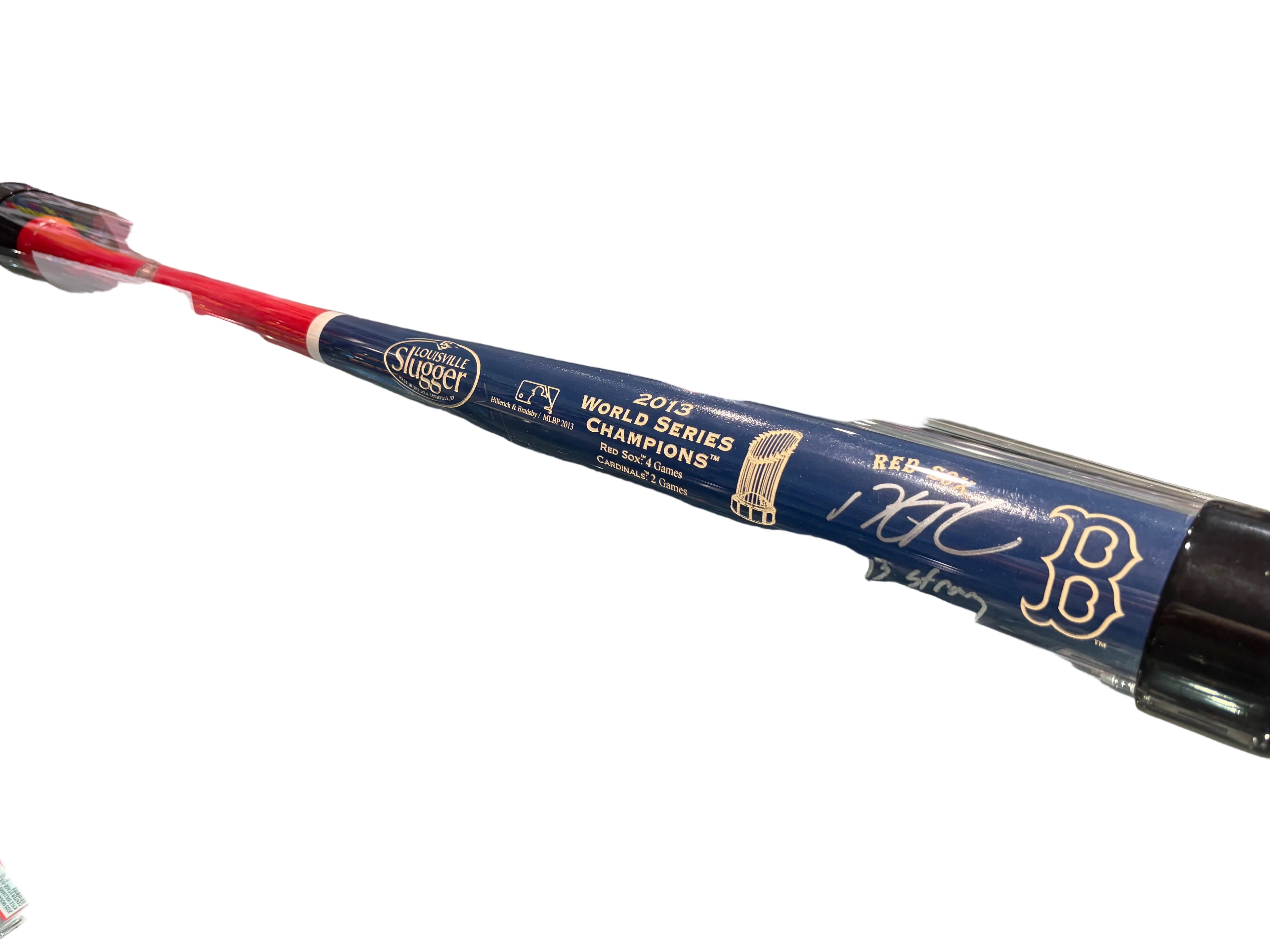 Dustin Peoria Autographed Bat 2013 World Series Bat Inscribed Boston Strong, PSA/DNA Cert