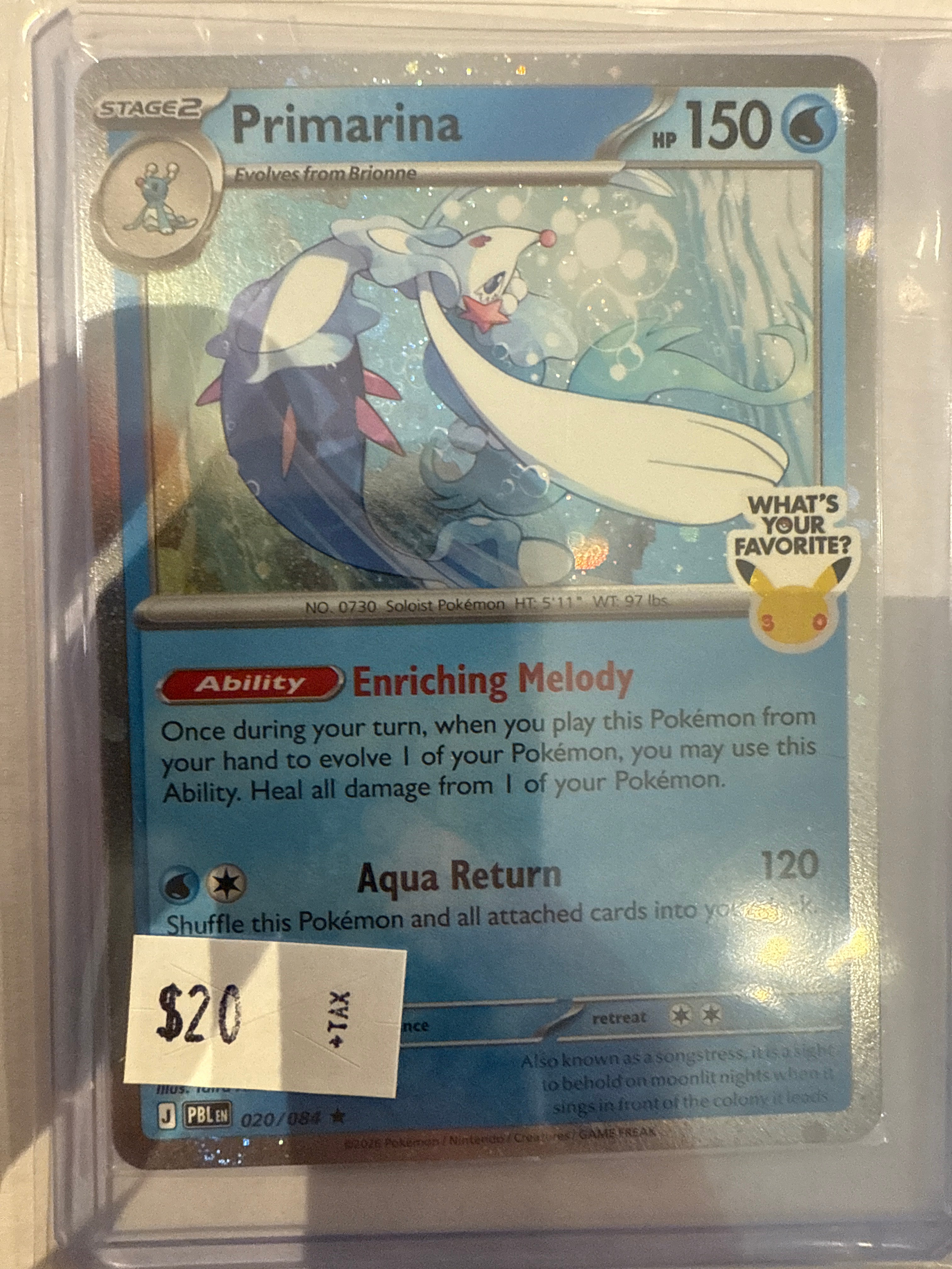 Primarina Sealed Promo 020/084