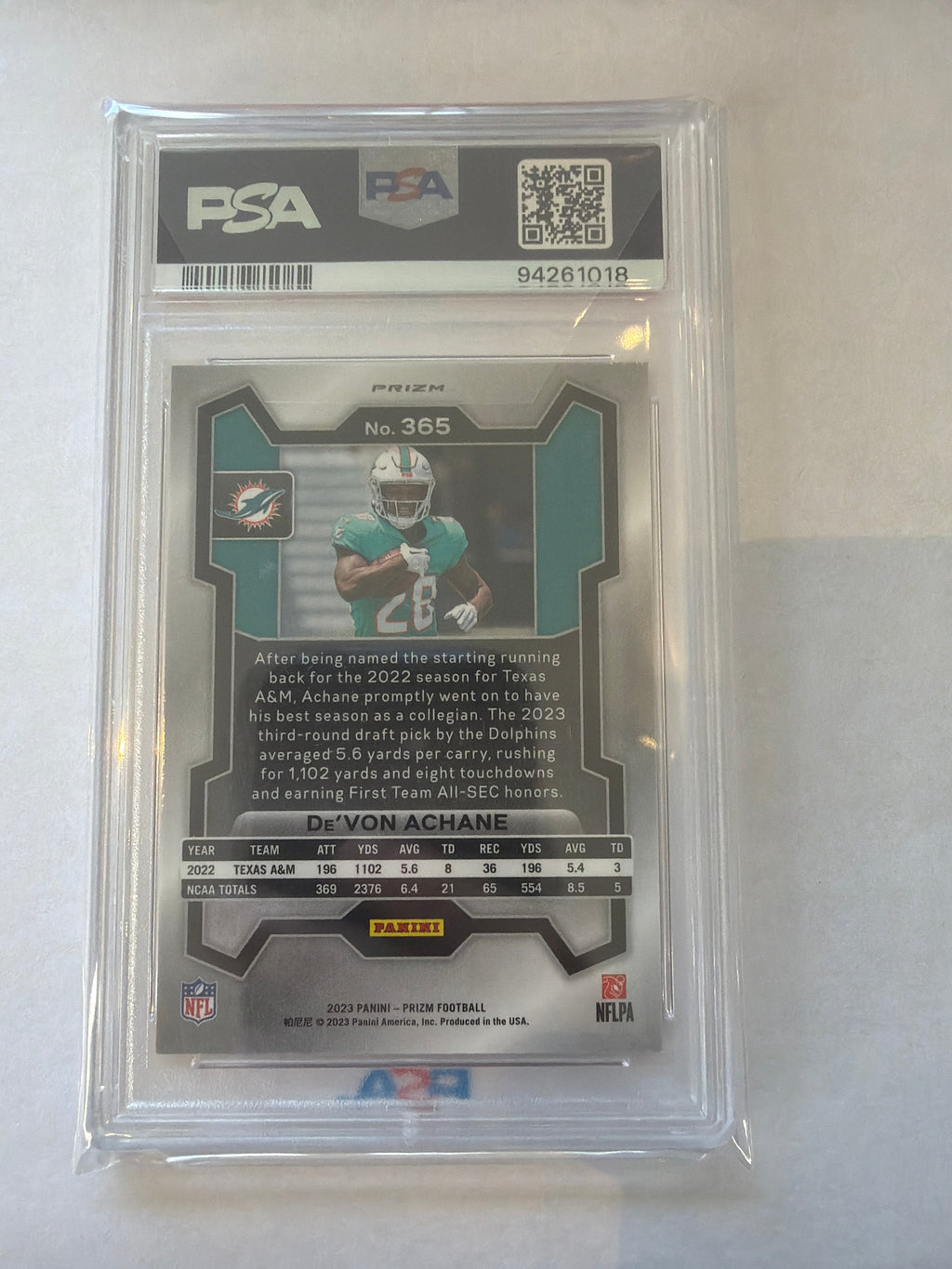 2023 Prizm DeVon achane disco prism PSA9