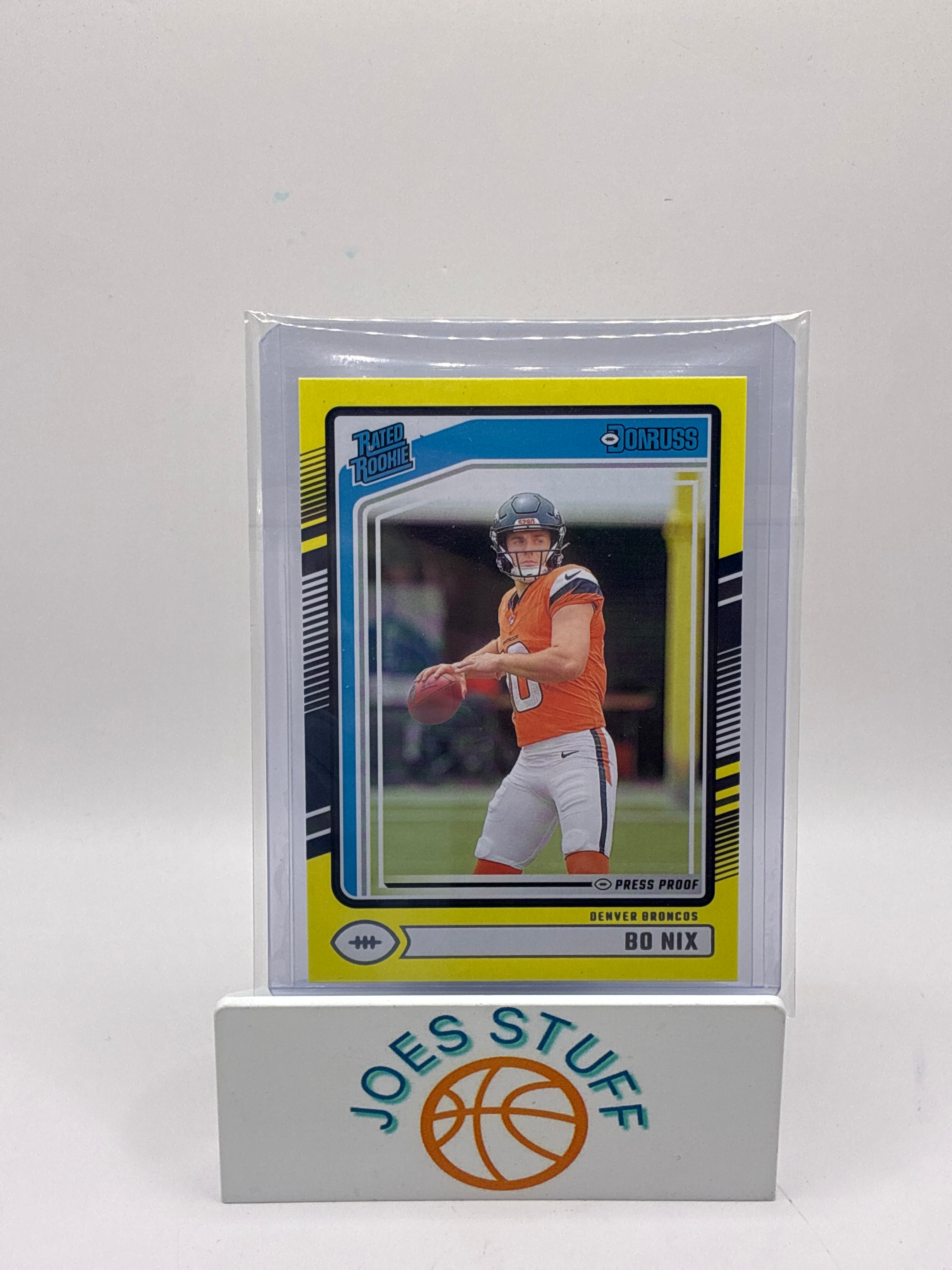2024 Panini DonRuss Rated Rookie Bo Nix Press Proof Yellow