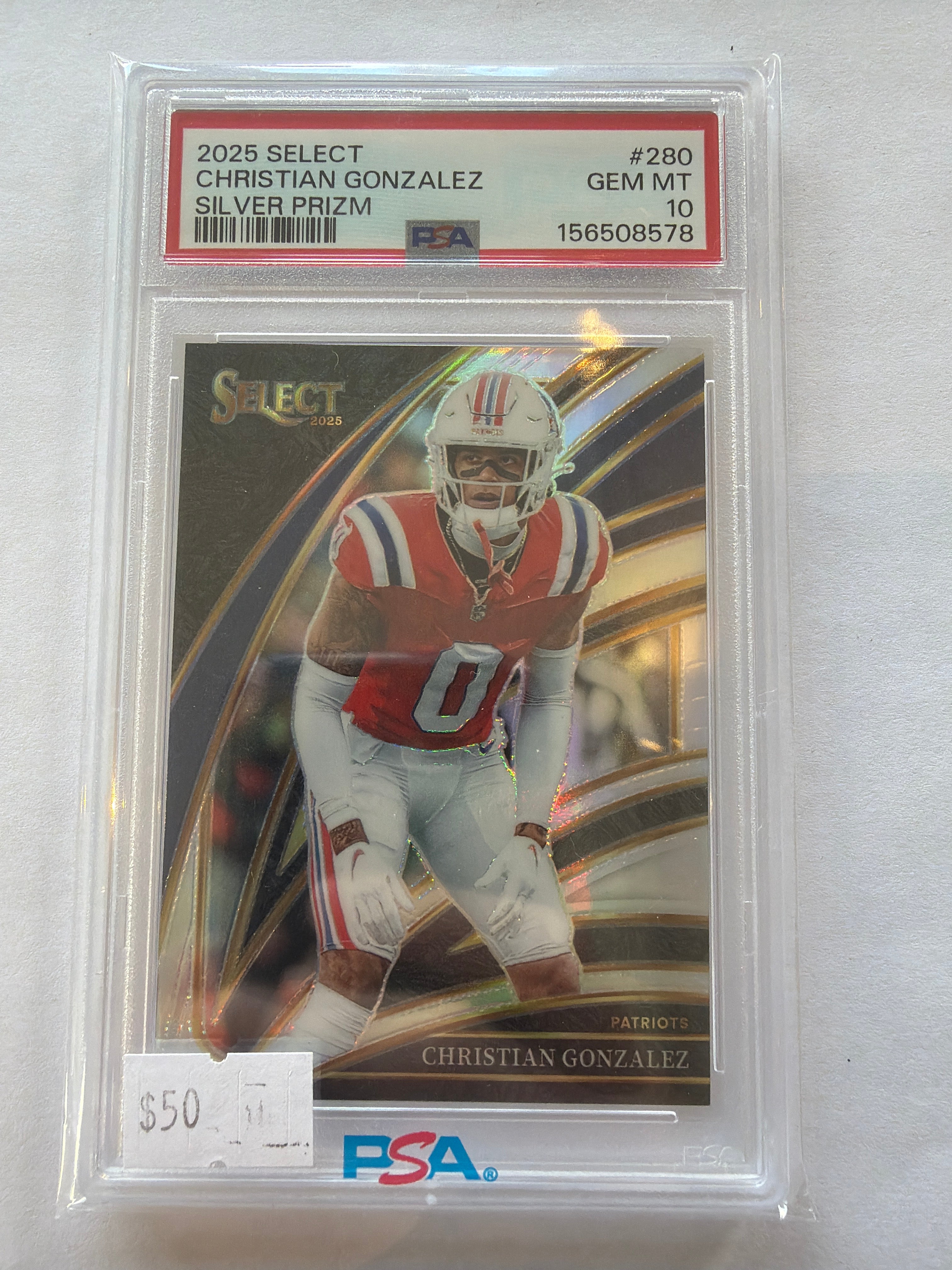2025 select Christian Gonzalez silver Prizm PSA10