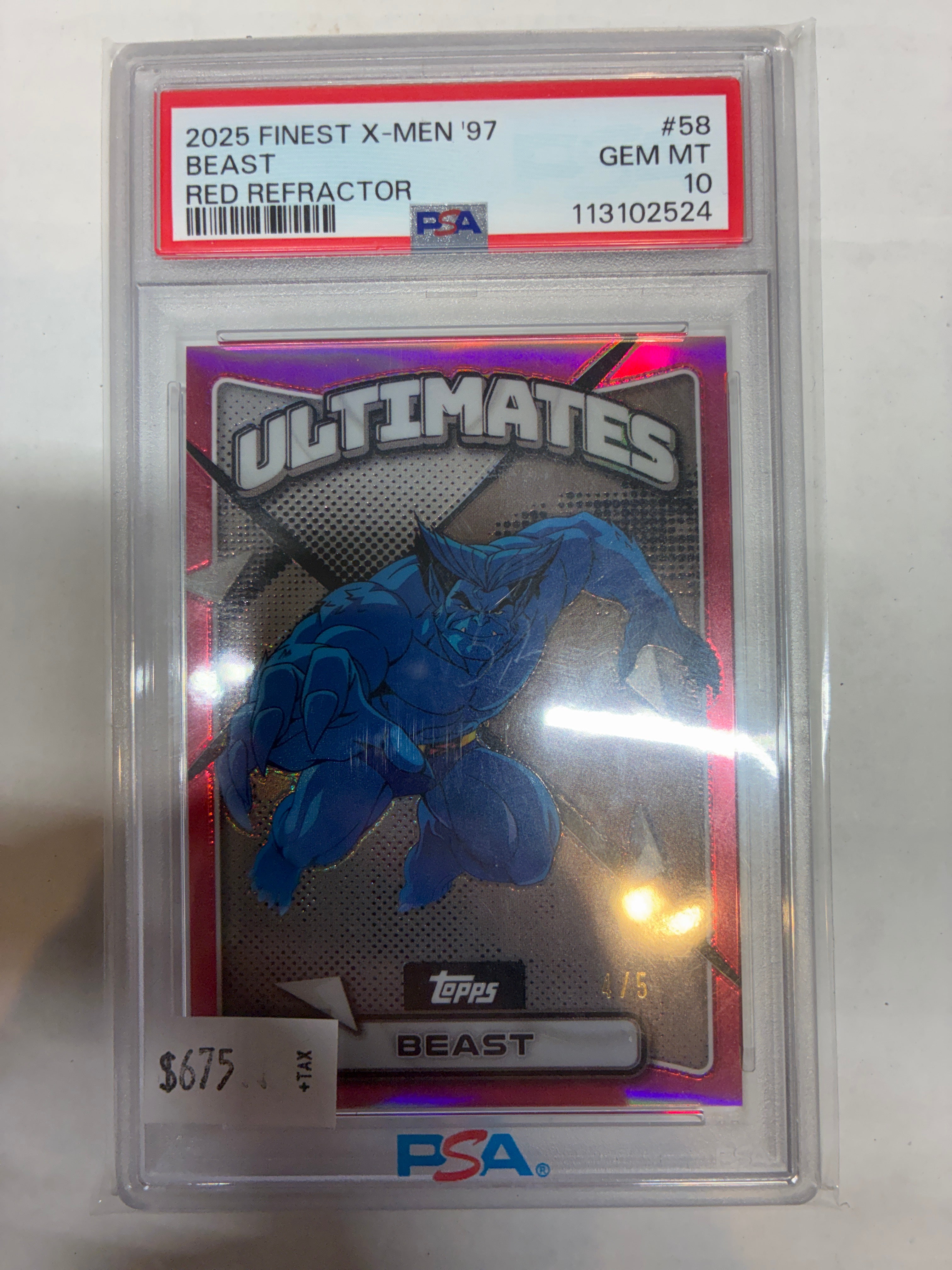 2025 Finest X-Men ‘97 Beast Rred Refractor /5 PSA 10