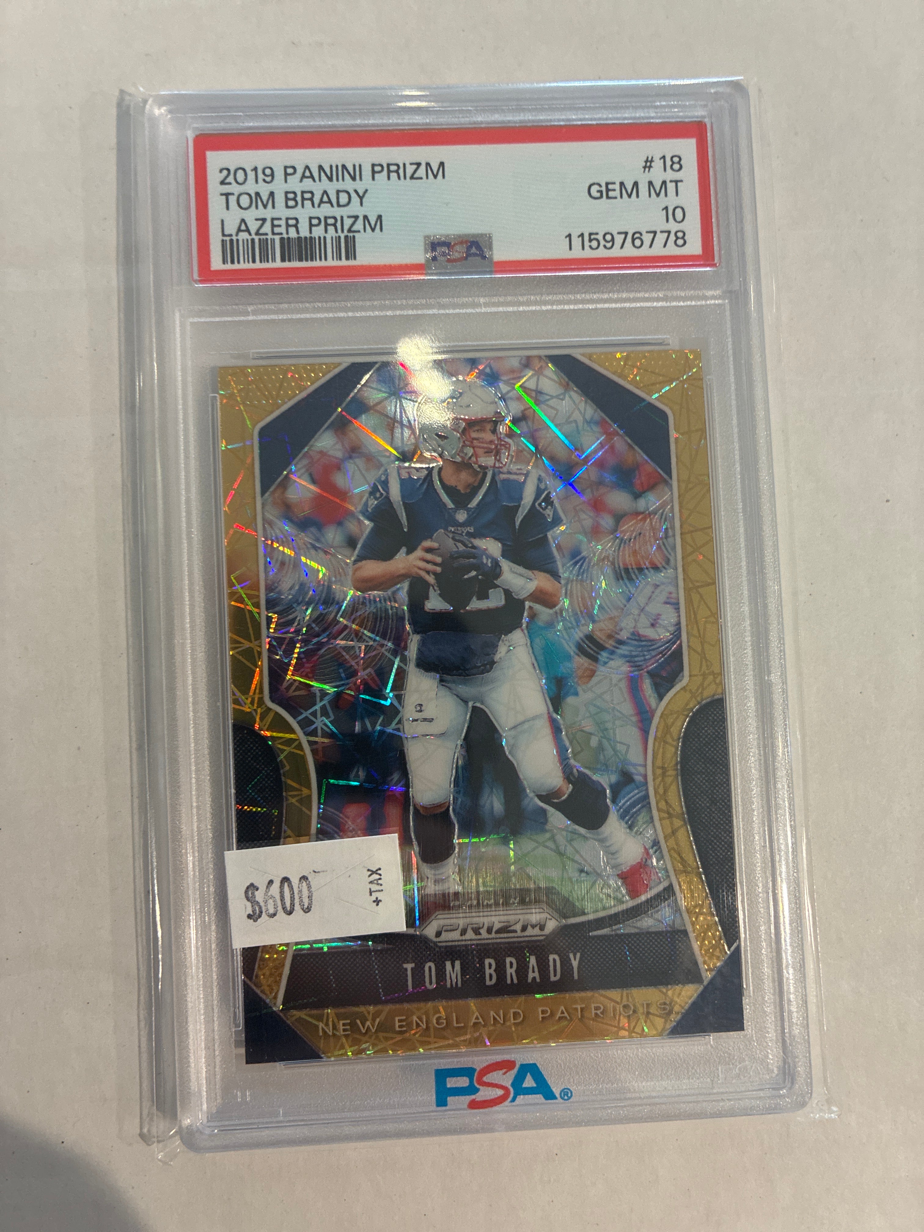 2019 Panini Prizm Tom Brady Gold Lazer Prizm PSA 10