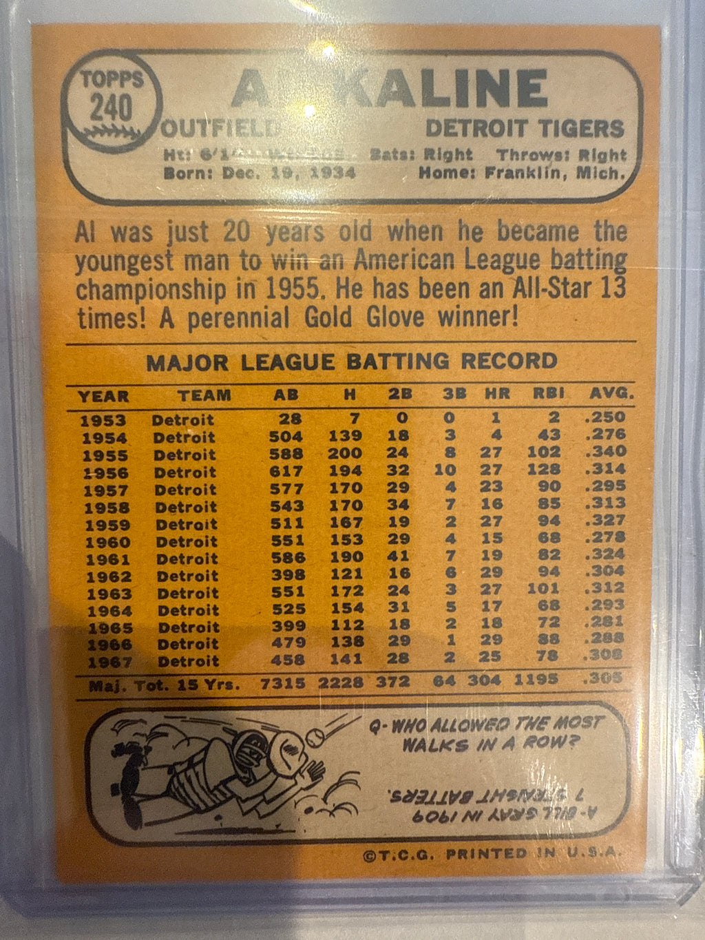 1968 Topps Al Kaline