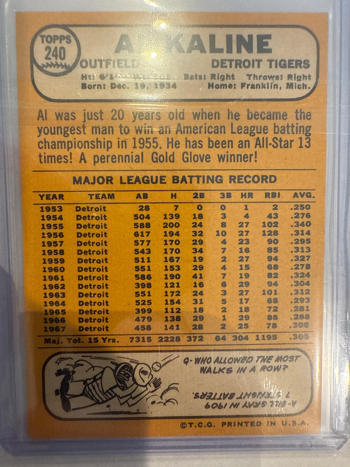 1968 Topps Al Kaline