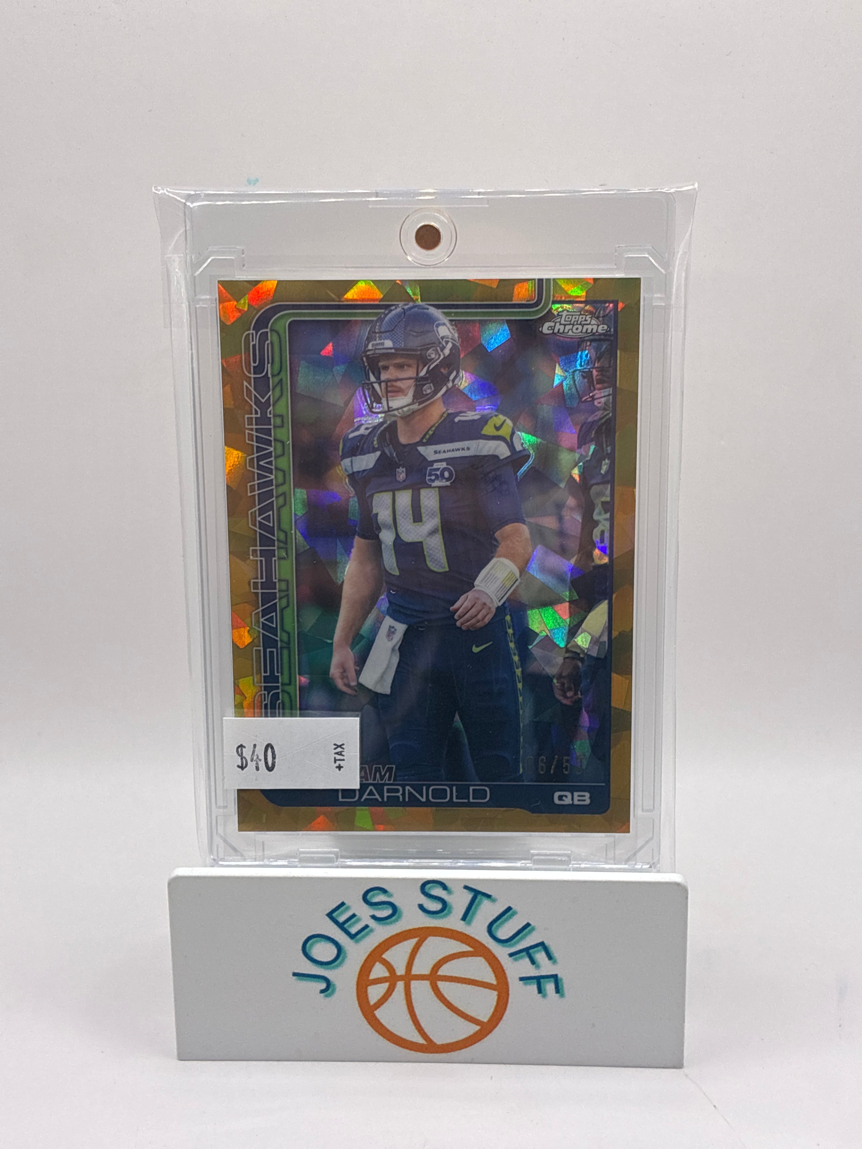 2025 Topps Chrome Sam Darnold Gold Geometric Refractor 06/50