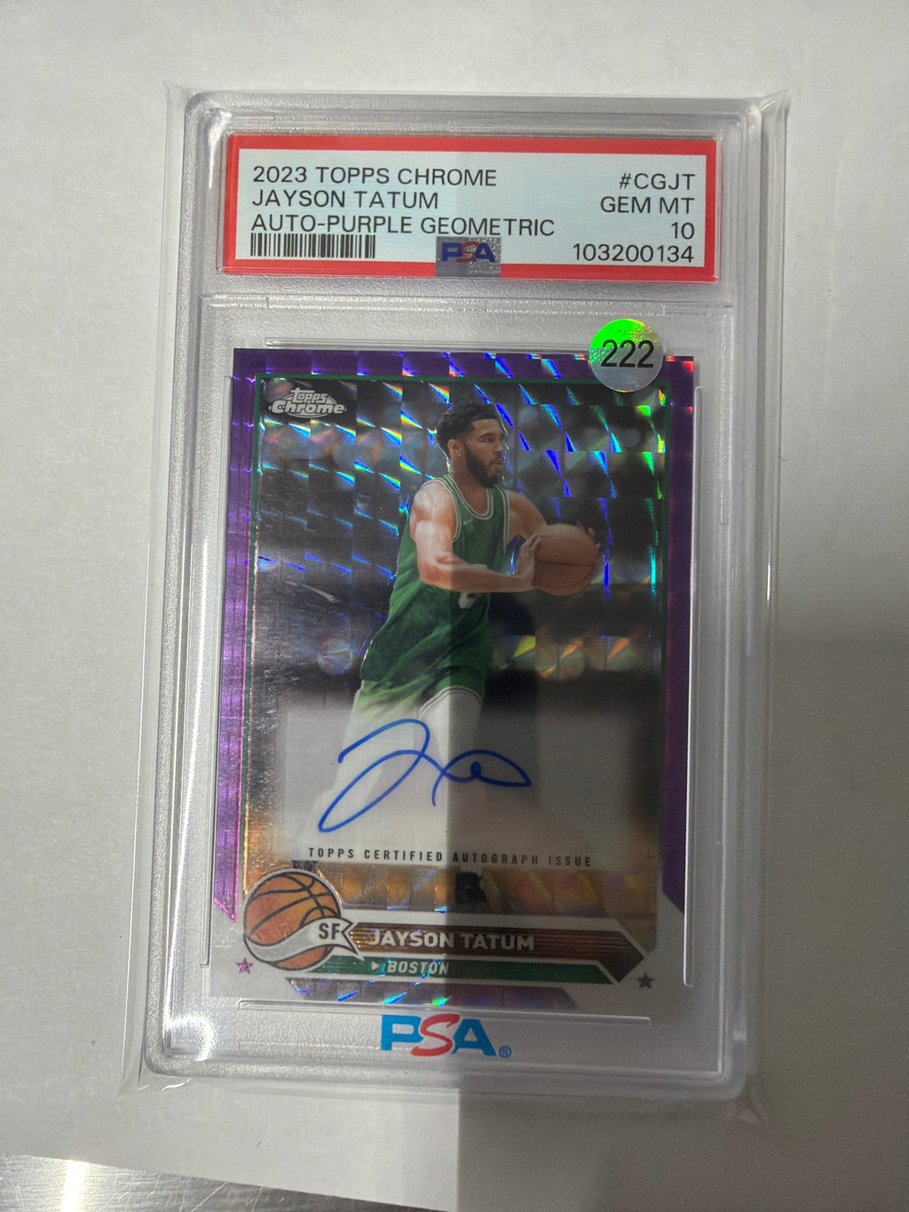 2023 Topps chrome Jayson Tatum auto purple geometric