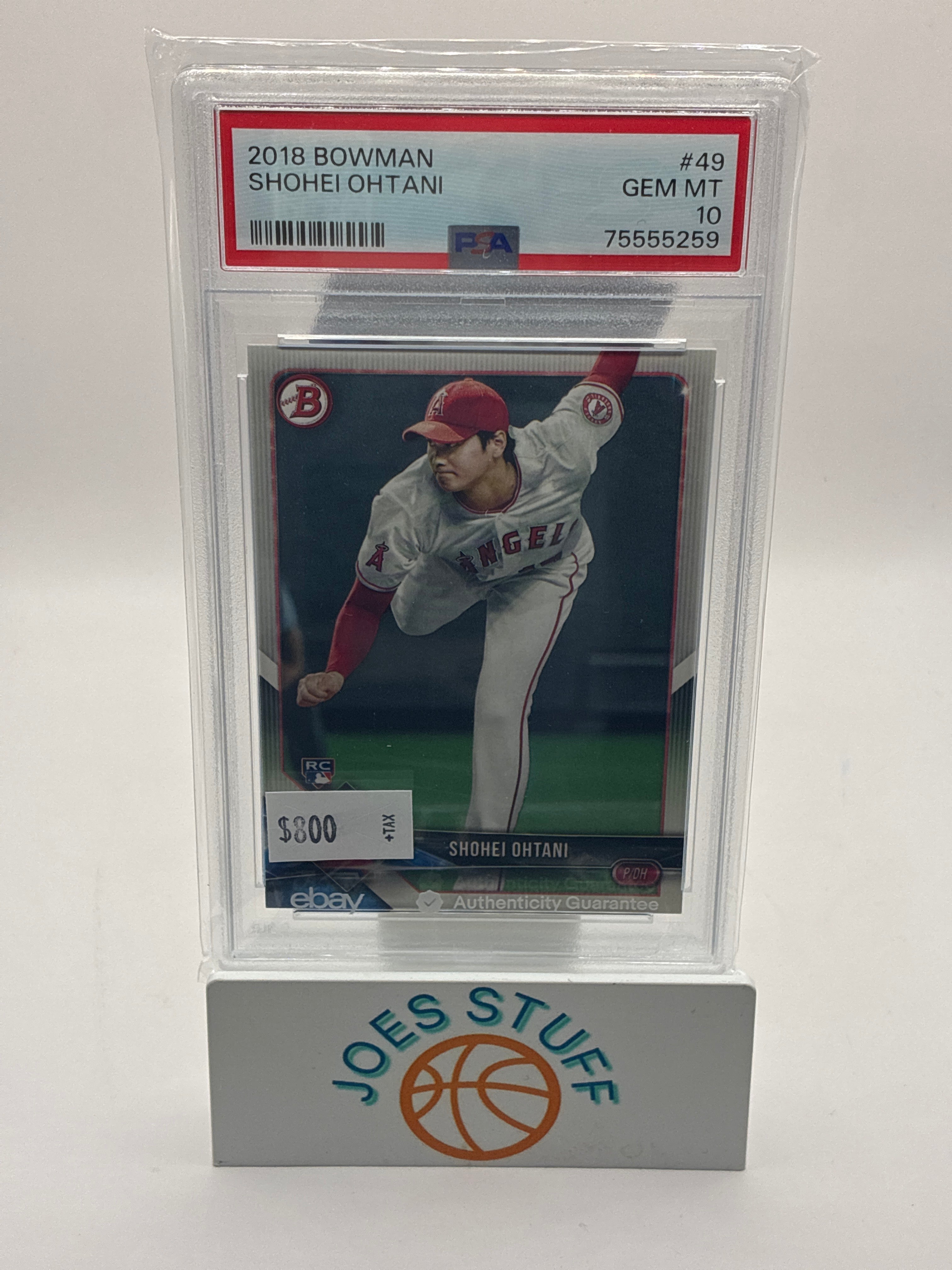 2018 Bowman Shohei Ohtani PSA 10 Ebay Authenticity Guarantee