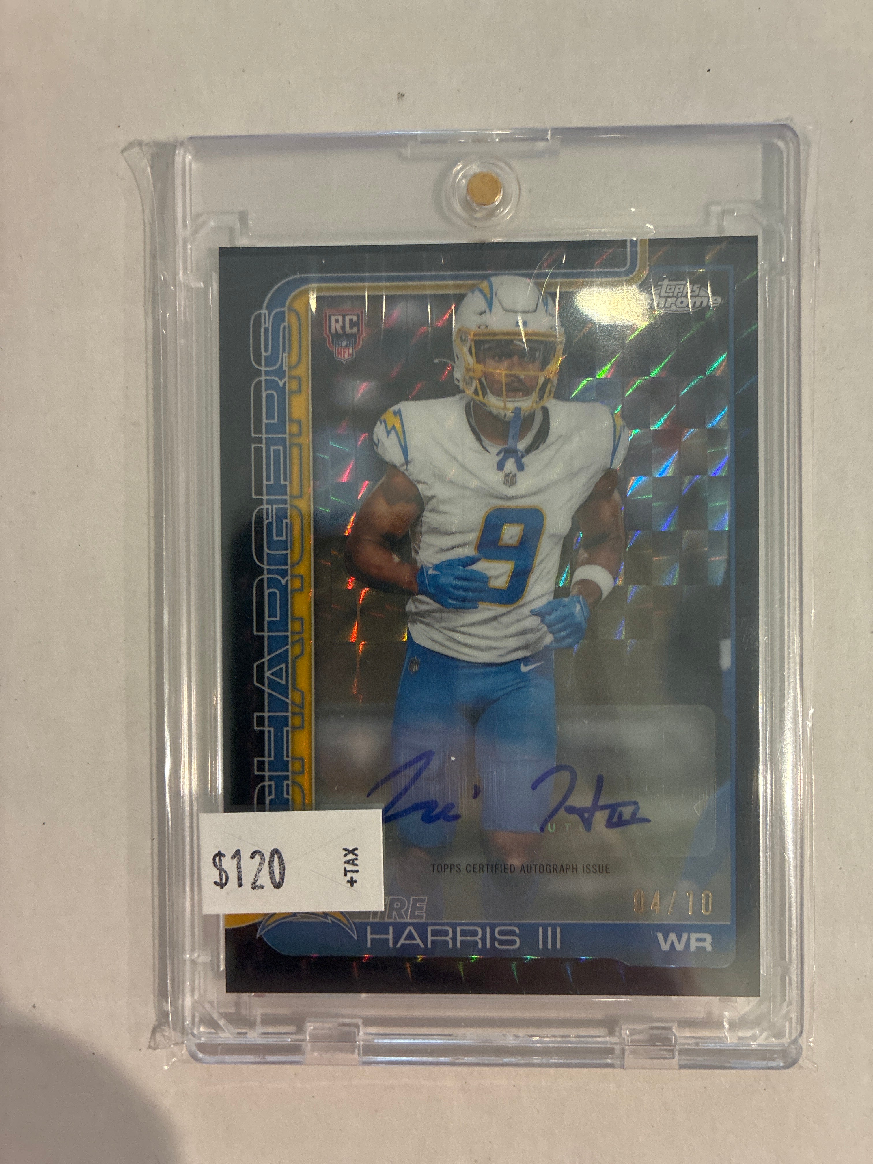2025 Topps Chrome Rookie Autographs Tre Harris Black Geometric 04/10