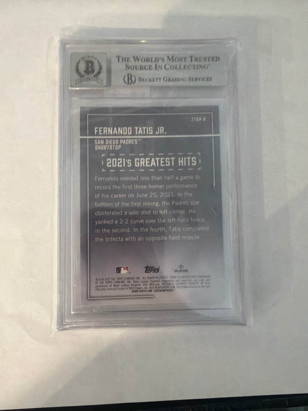2022 Topps greatest hits Fernando tatis Jr auto becket 10