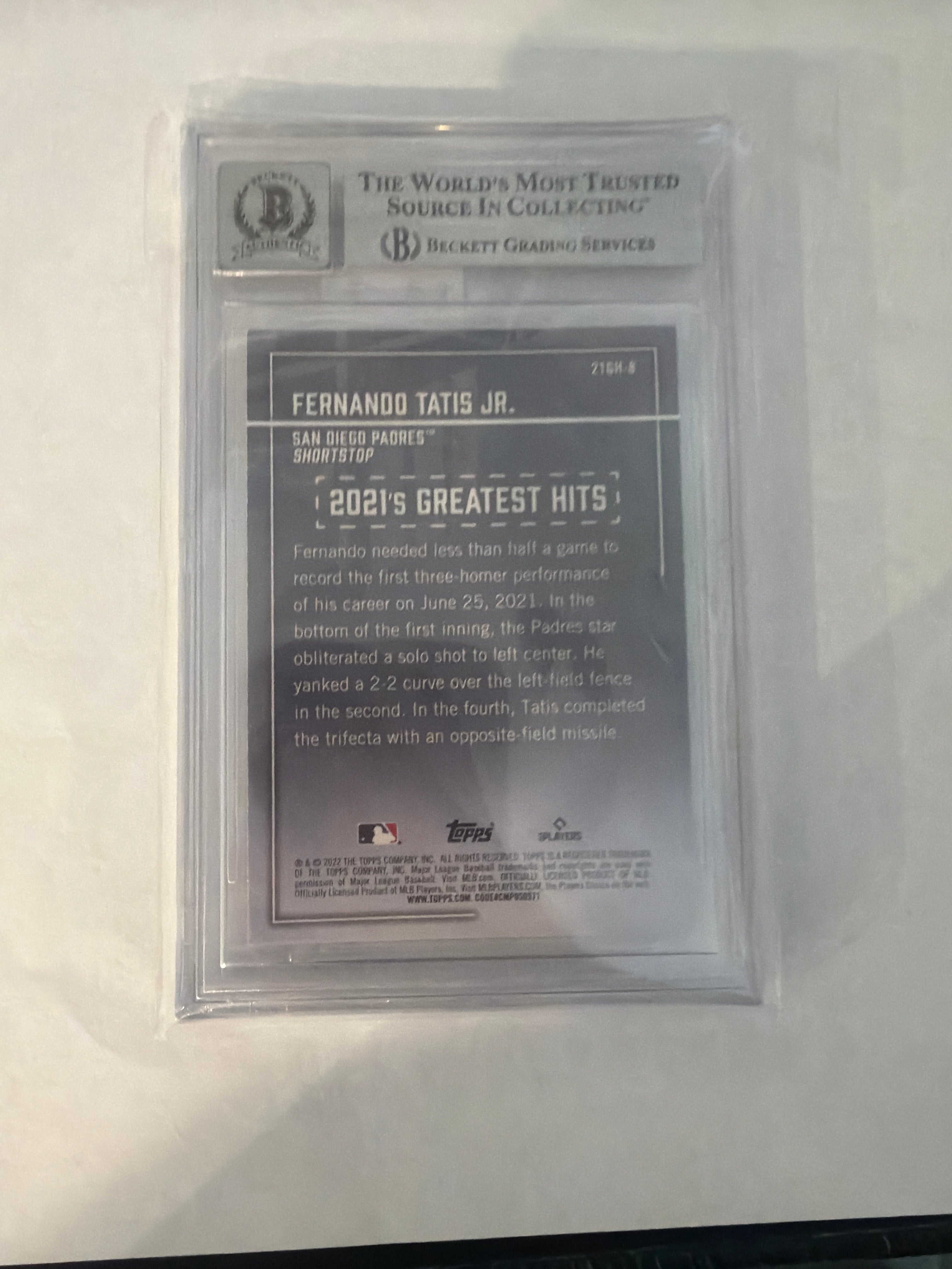 2022 Topps greatest hits Fernando tatis Jr auto becket 10