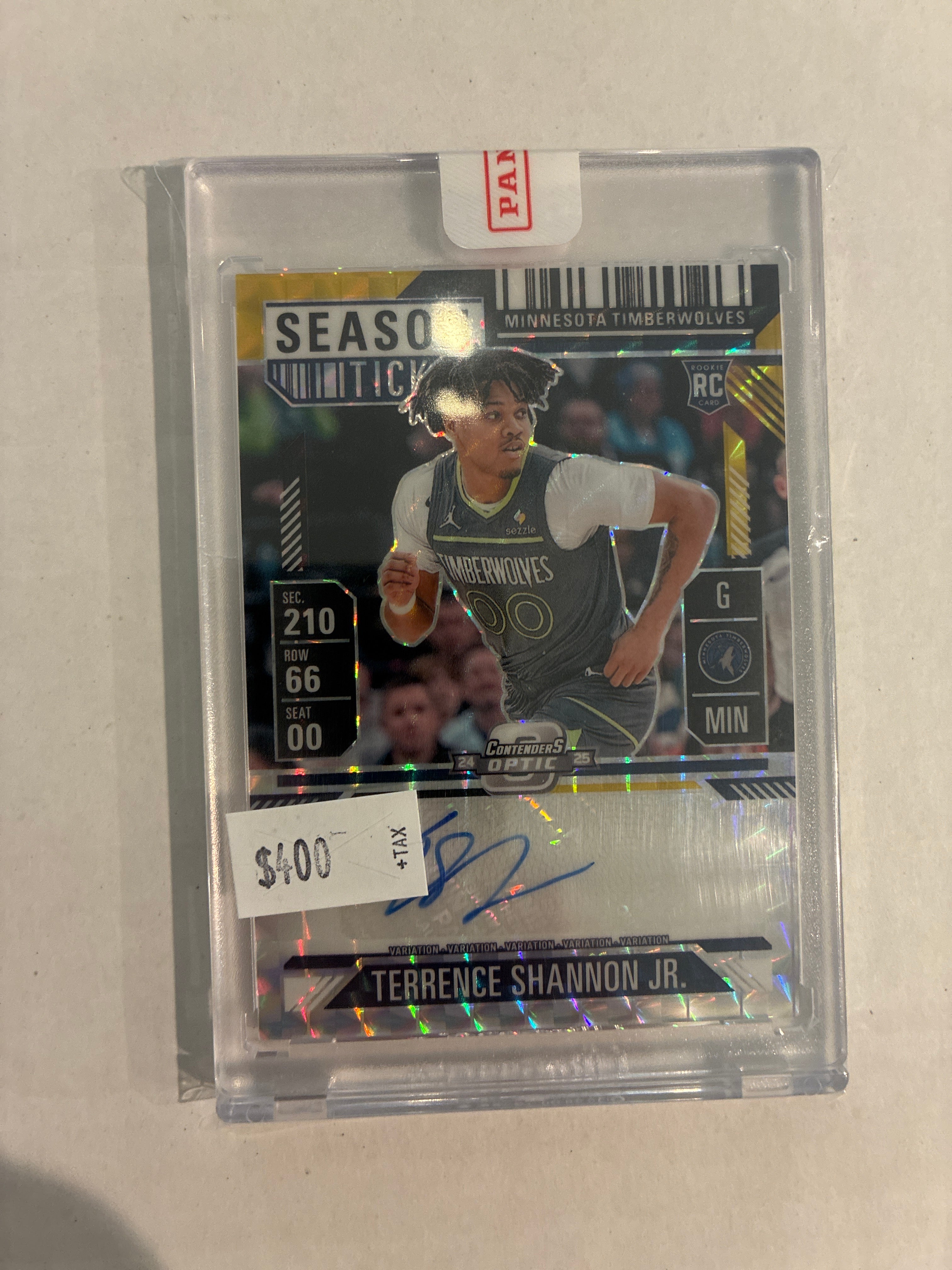 2024-25 Panini Mosaic Terrence Shannon Jr. Season Ticket Auto Yellow Geometric 3/8