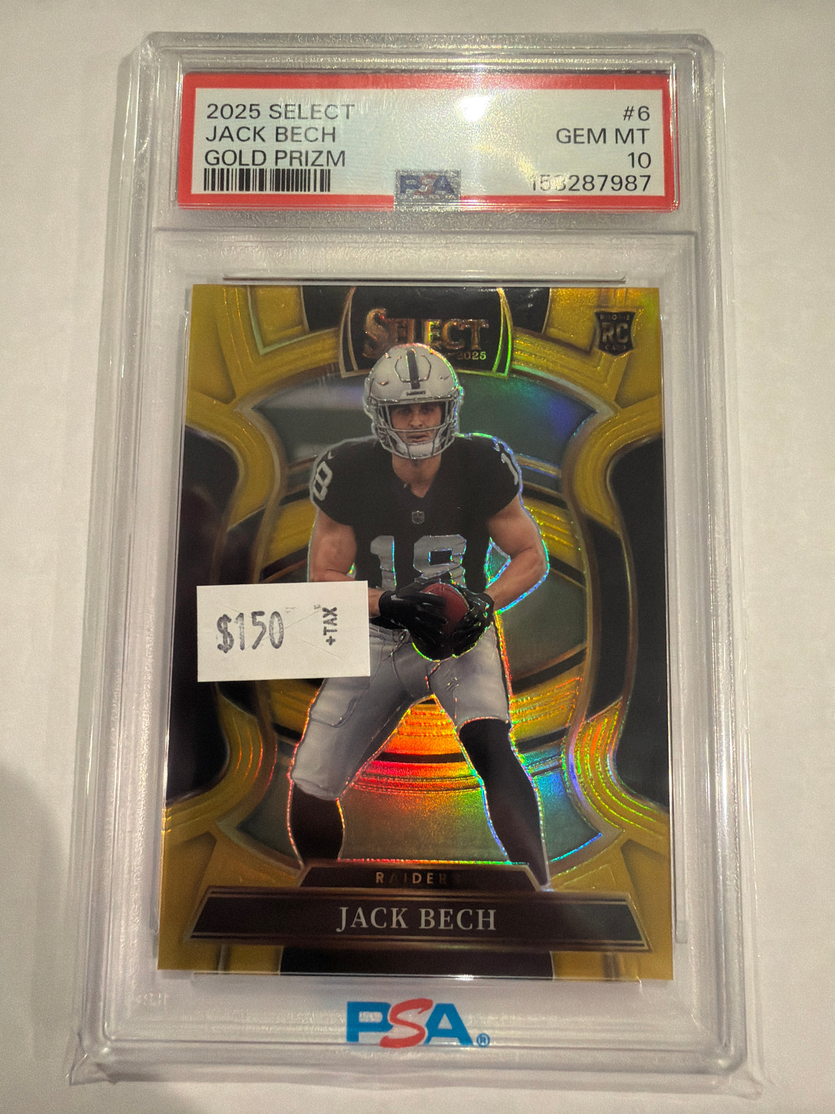 2025 Select Gold Prizm 07/10 Jack Bech PSA 10