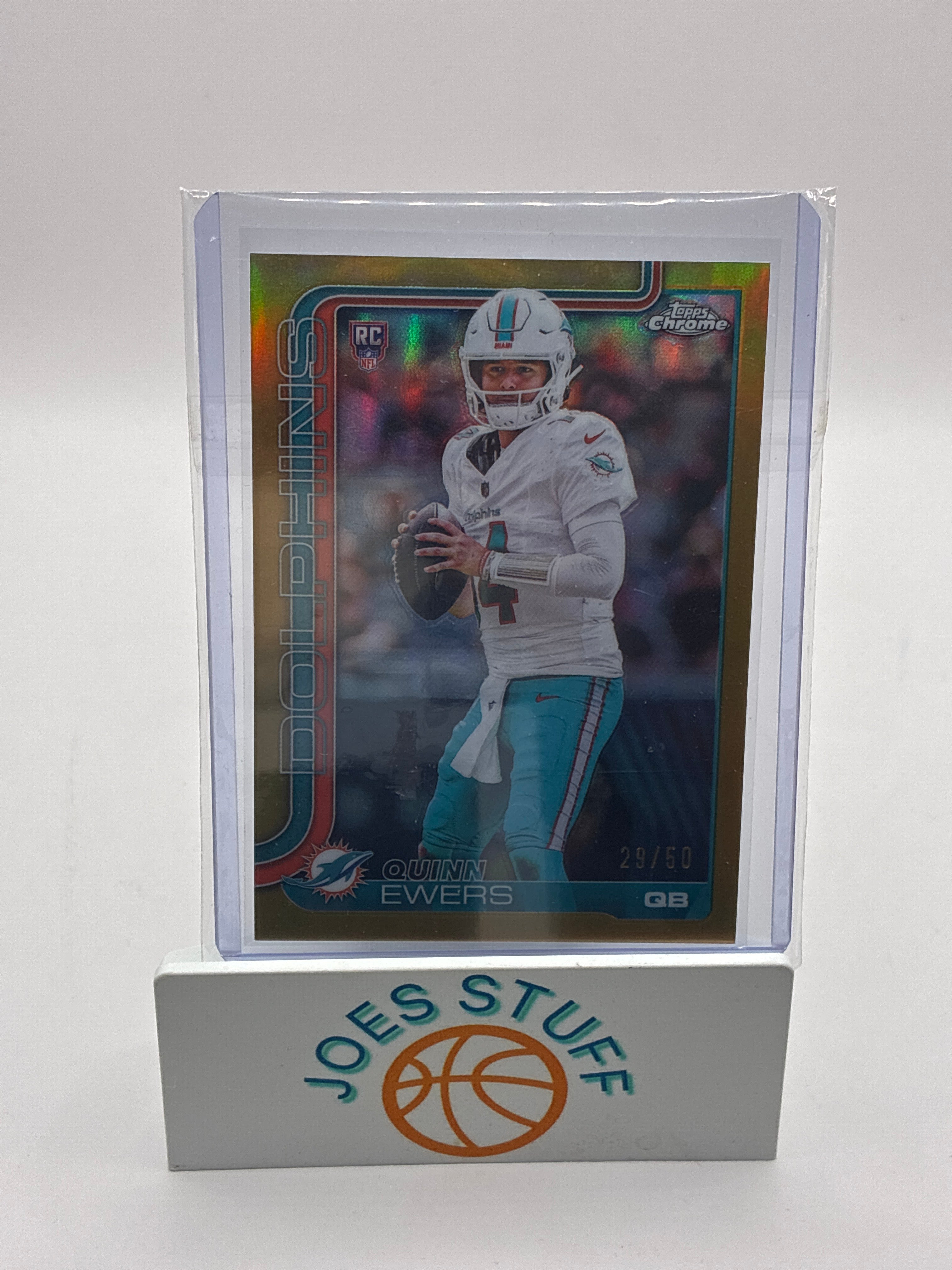 2025 Topps Chrome True Gold Rookie Quinn Ewers Miami Dolphins 29/50