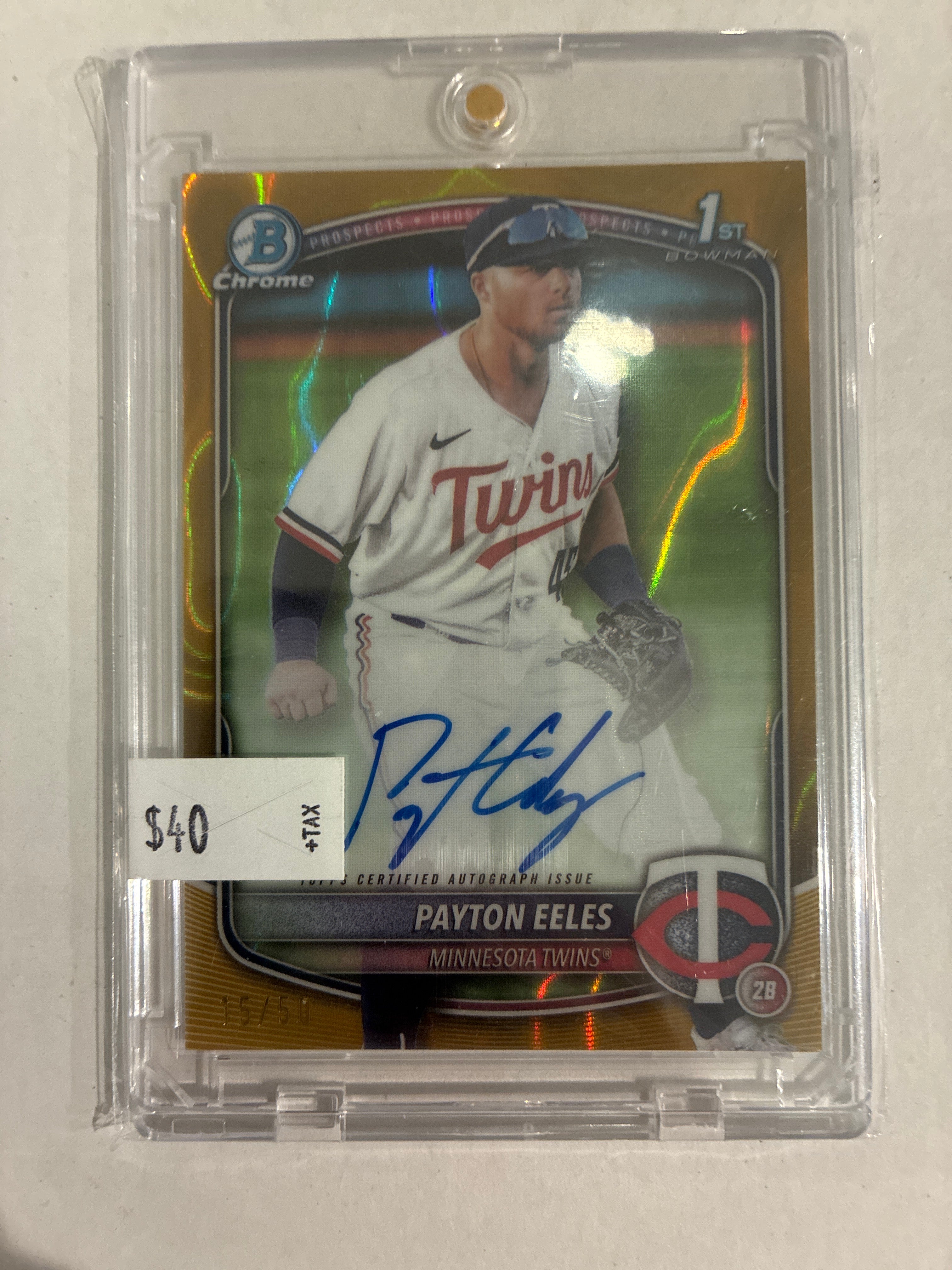 2025 Bowman Chrome Payton Eeles First Bowman Autograph Gold Lava 15/50