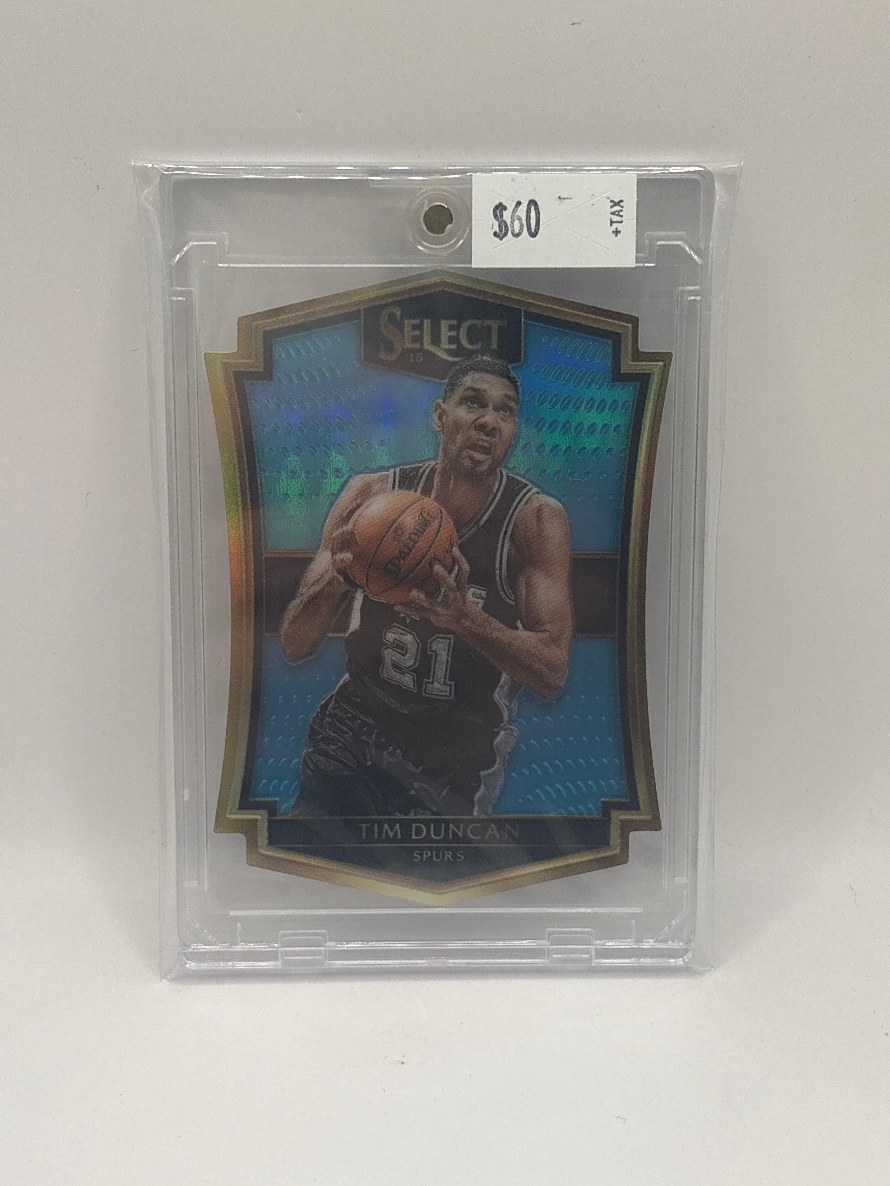 2015-16 Panini Select Premier Level Die-Cut Tim Duncan #110 Blue Prizm 001/199