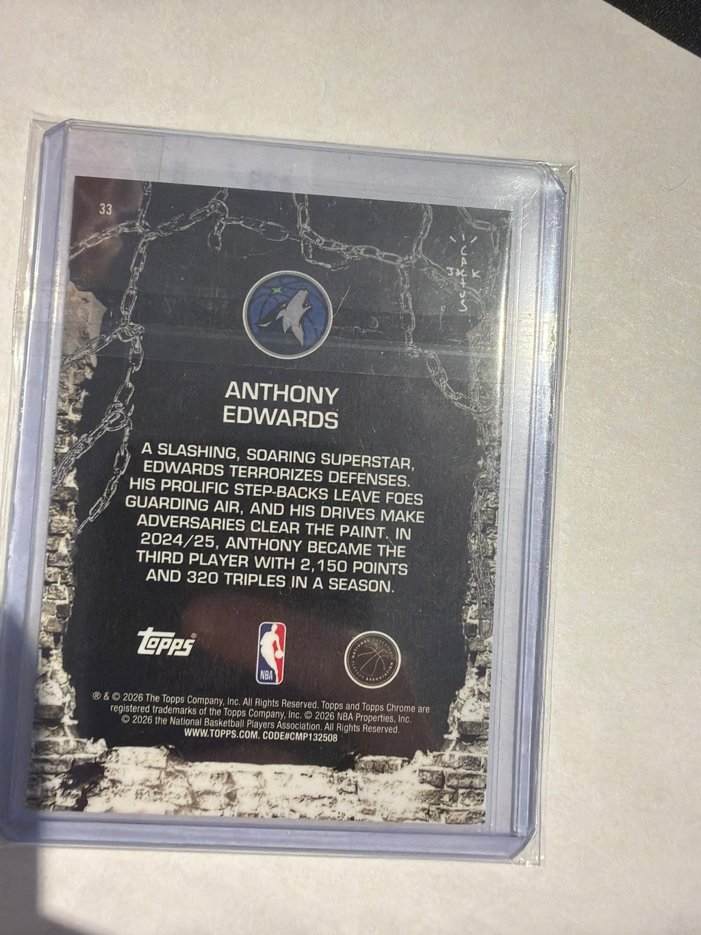 2026 Topps chrome Cactus Jack Anthony Edwards 143/199
