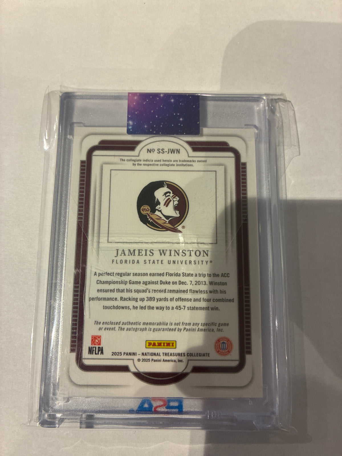2026 Panini national treasures Jameis Winston patch auto 50/75 ￼