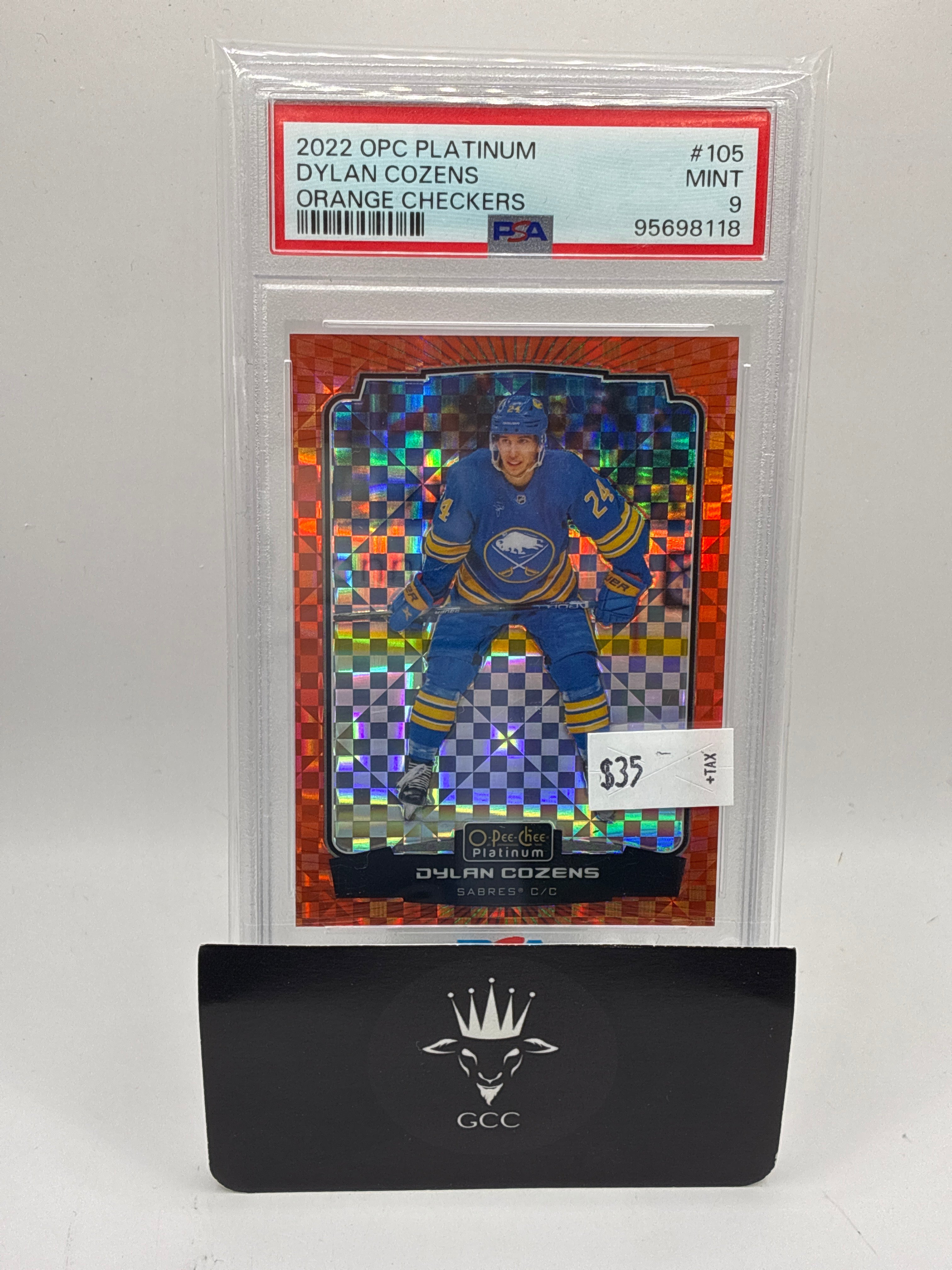 2022-23 O-Pee-Chee Platinum Dylan Cozens Red X Fractor Prizm 21/25 PSA 9