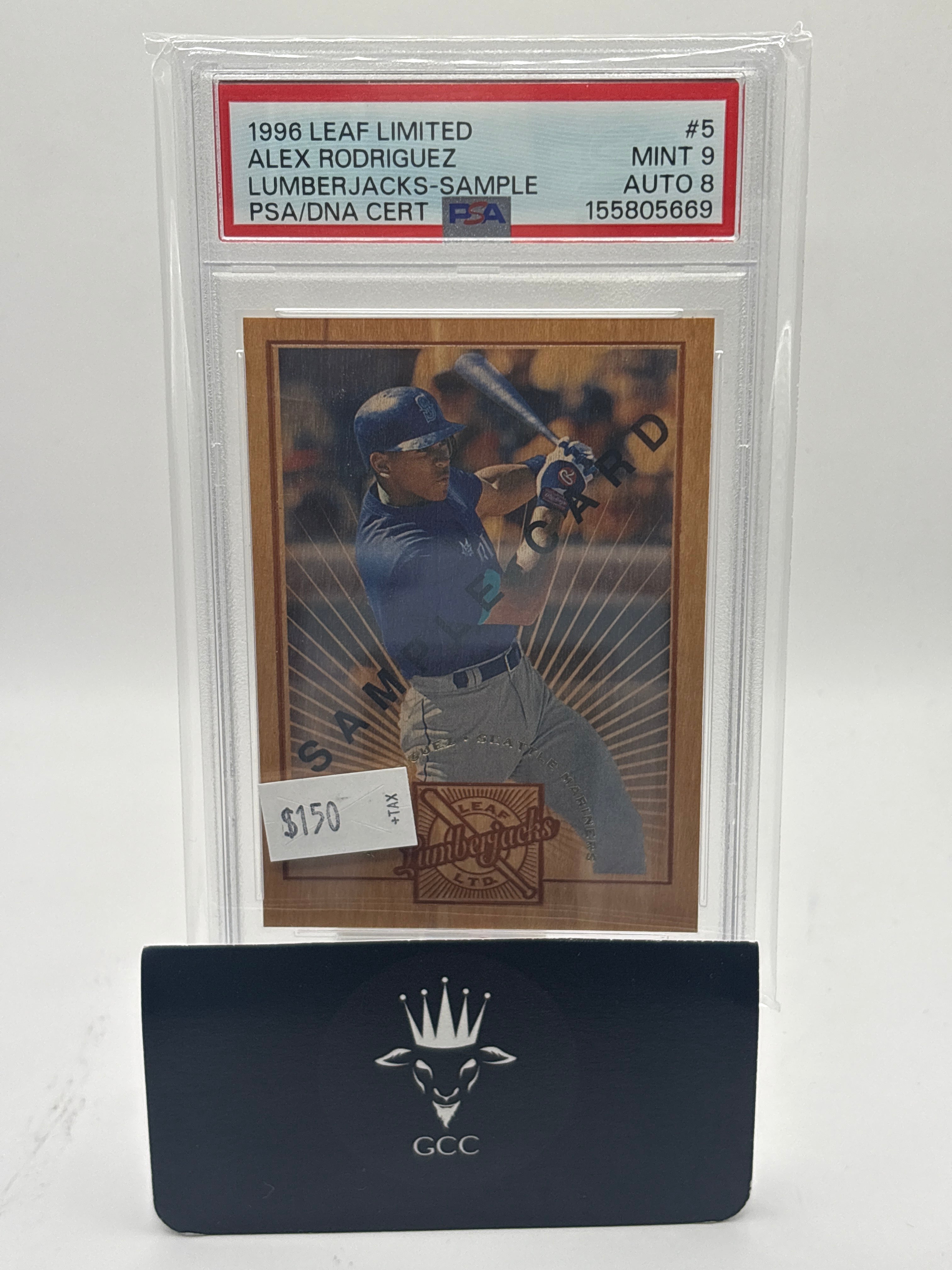 1996 Leaf Unlimited Lumberjacks Alex Rodriguez #5 Sample PSA 9 Auto 8