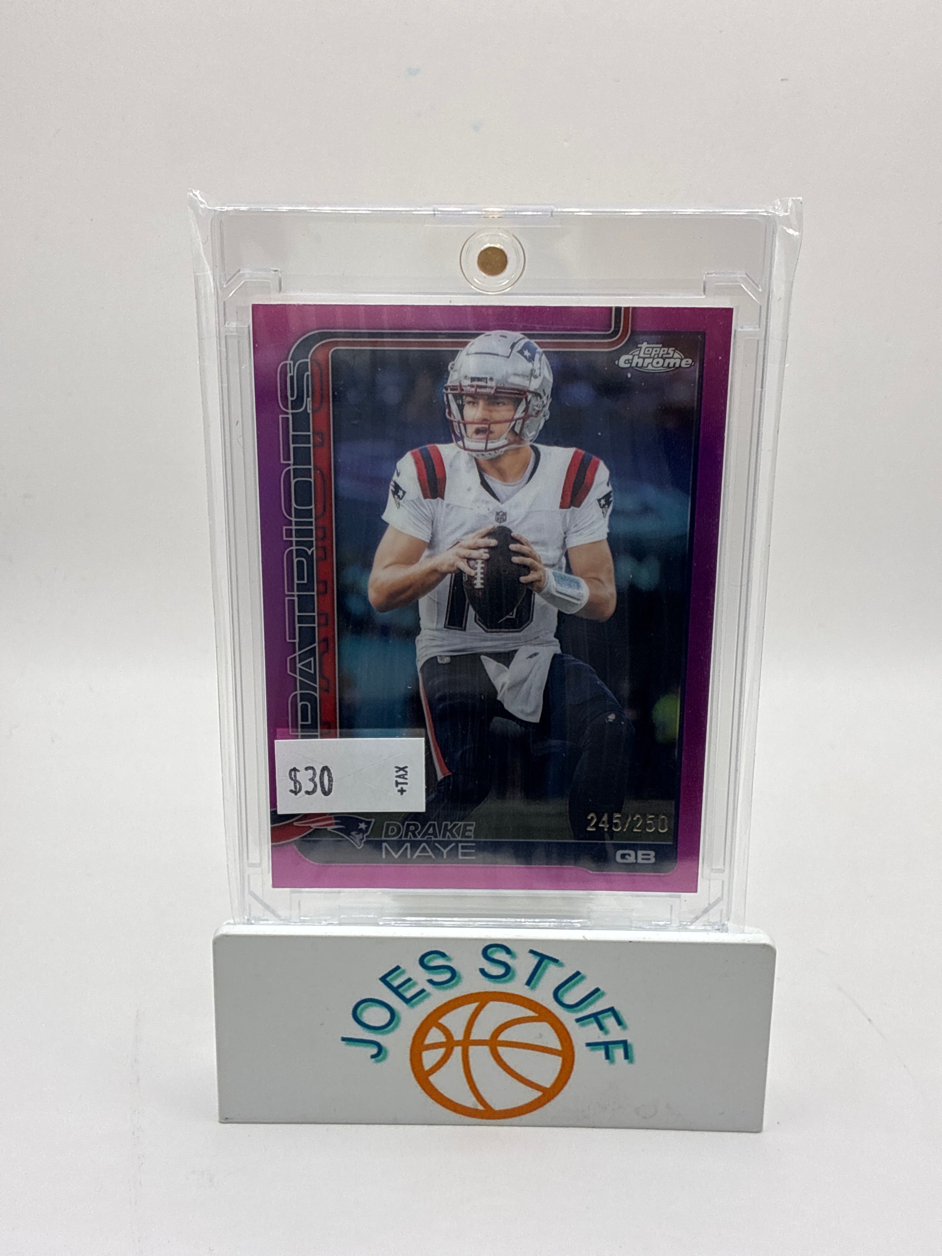 2025 Topps Chrome Drake Maye Pink Refractor 245/250