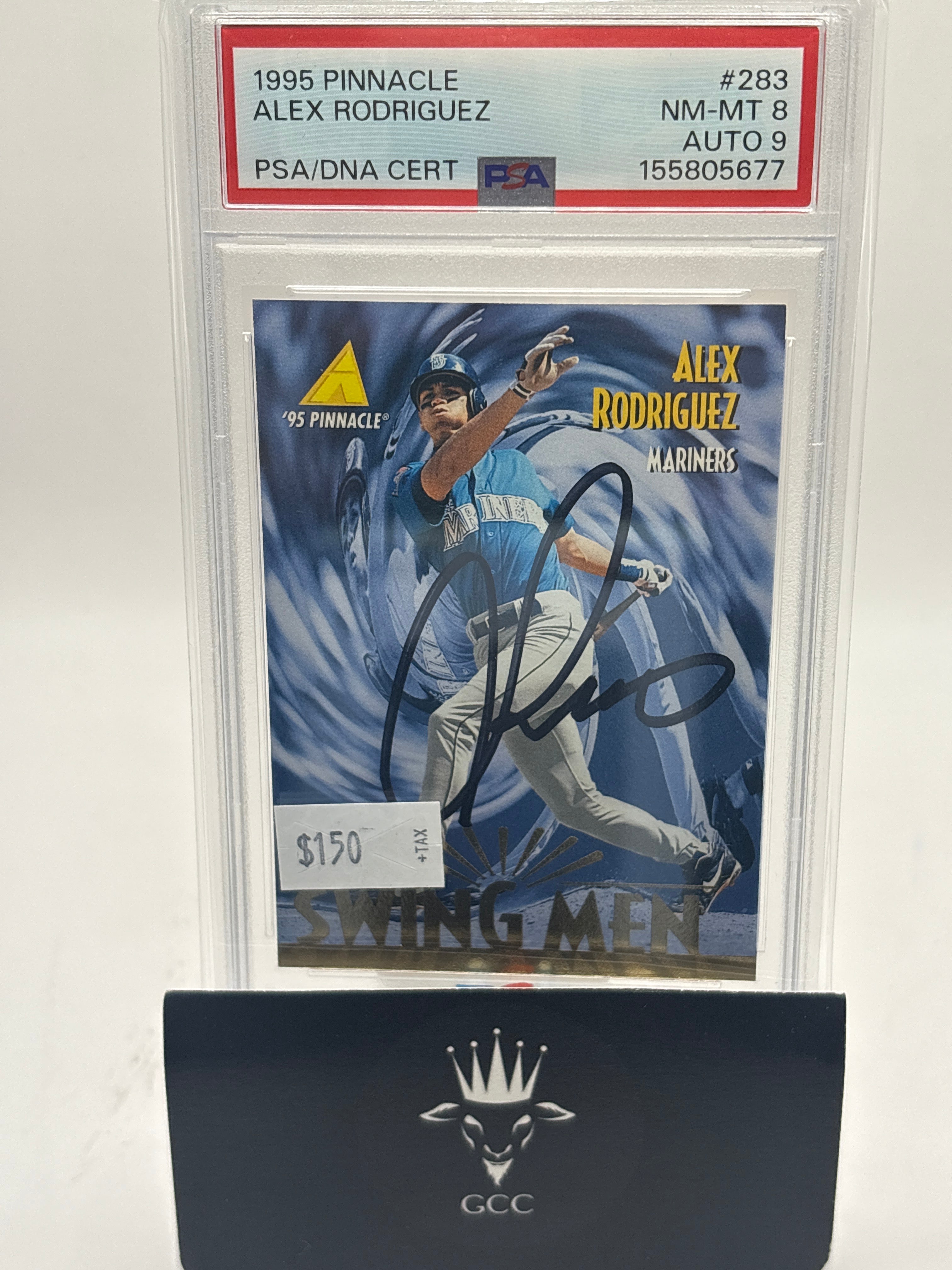 1995 Pinnacle Swing Men Alex Rodriguez #283 PSA 8 Auto 9