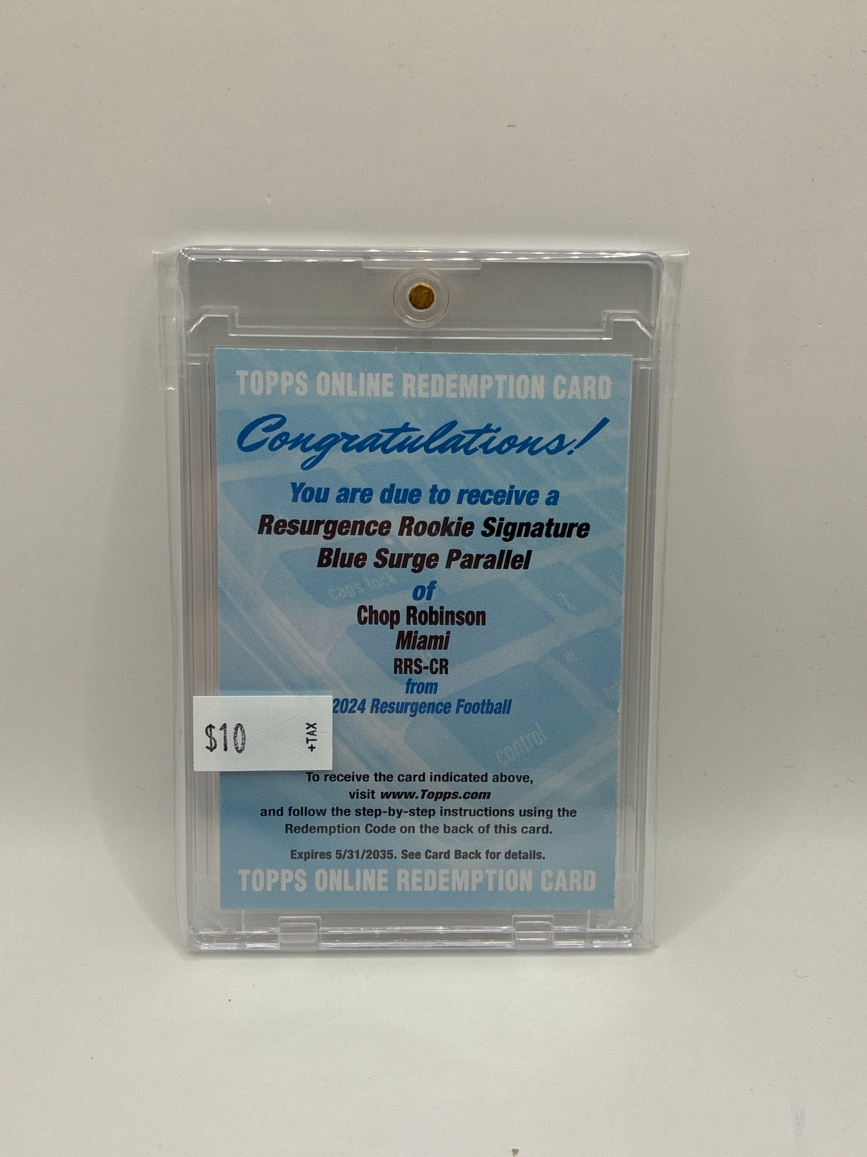 2024 Topps Resurgence Chop Robinson Blue Surge Autograph Redemption