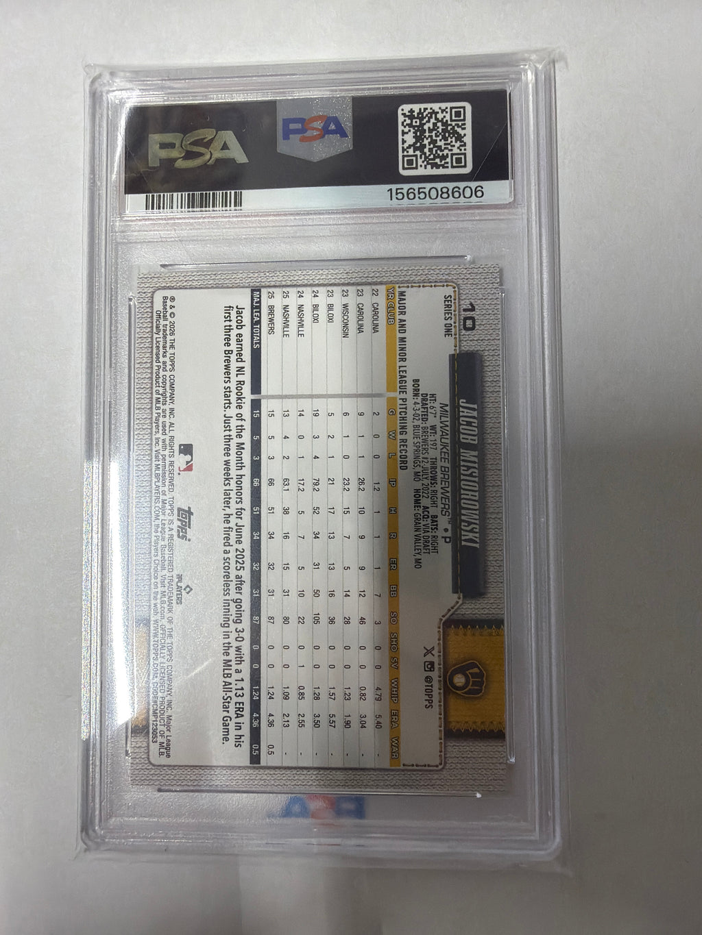 2026 Topps Jacob misiorowski PSA10