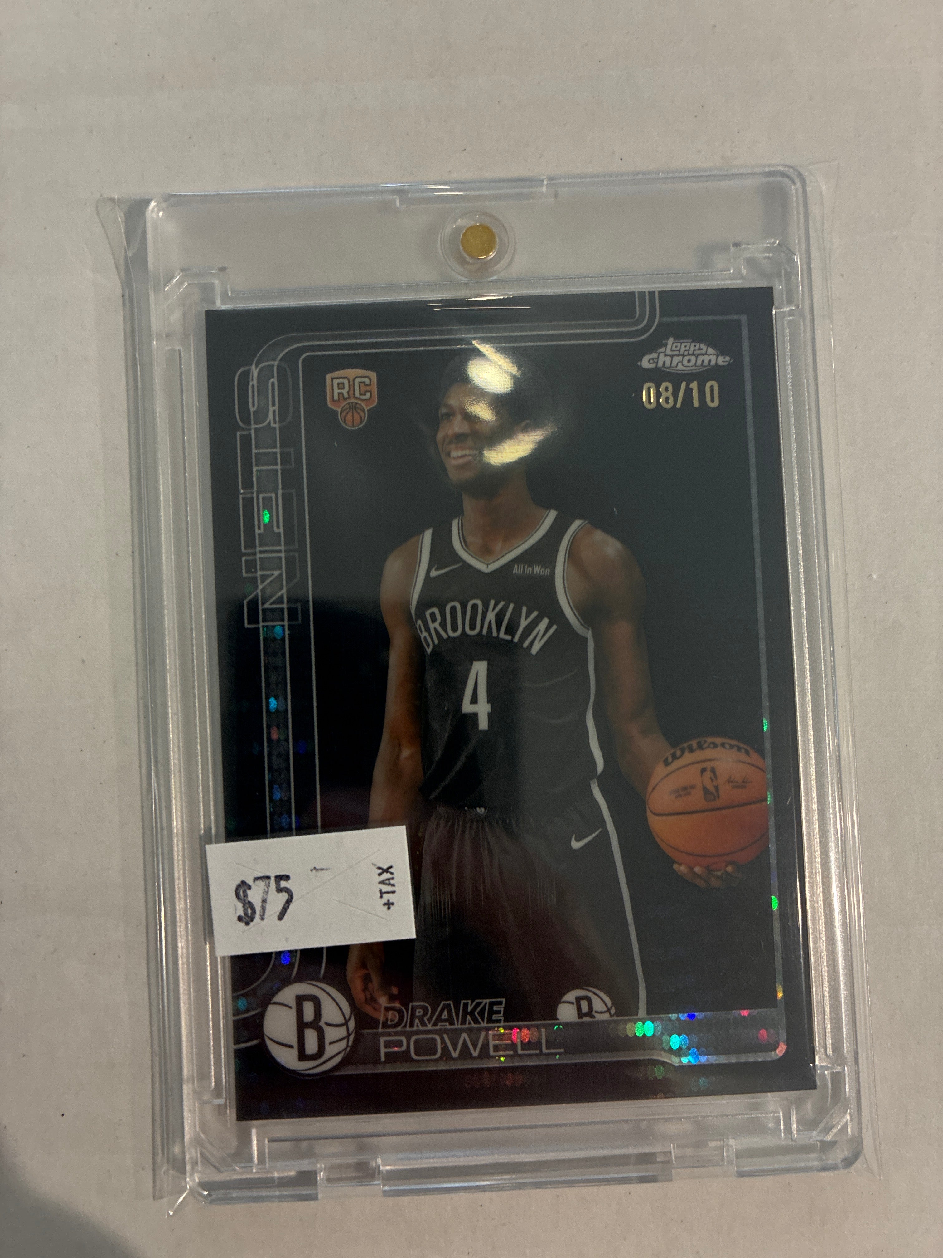 2025 Topps Chrome Drake Powell Black Shimmer Refractor 08/10