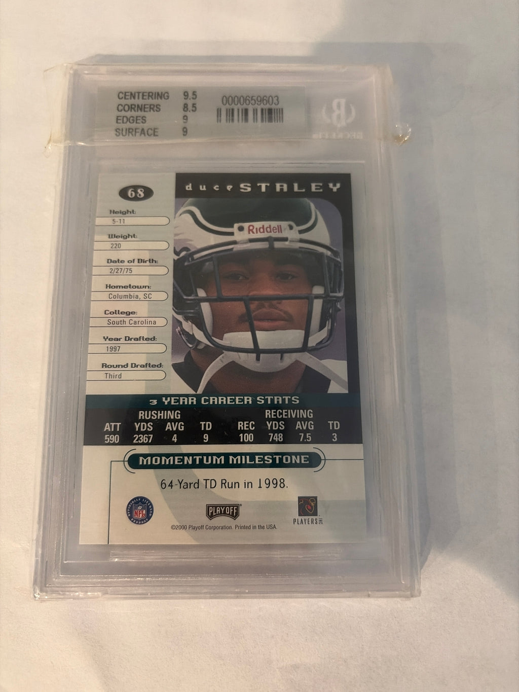 2000 playoff momentum graded series 1 of 200 Duce Staley