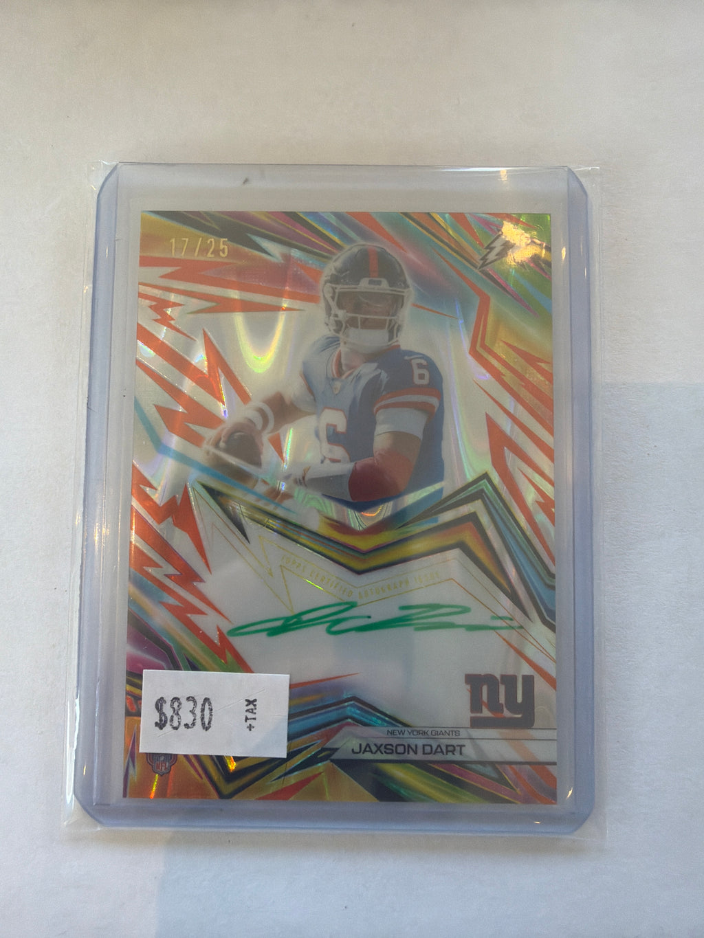 2025 Topps Neon Initiates Jaxon dart auto 17/25