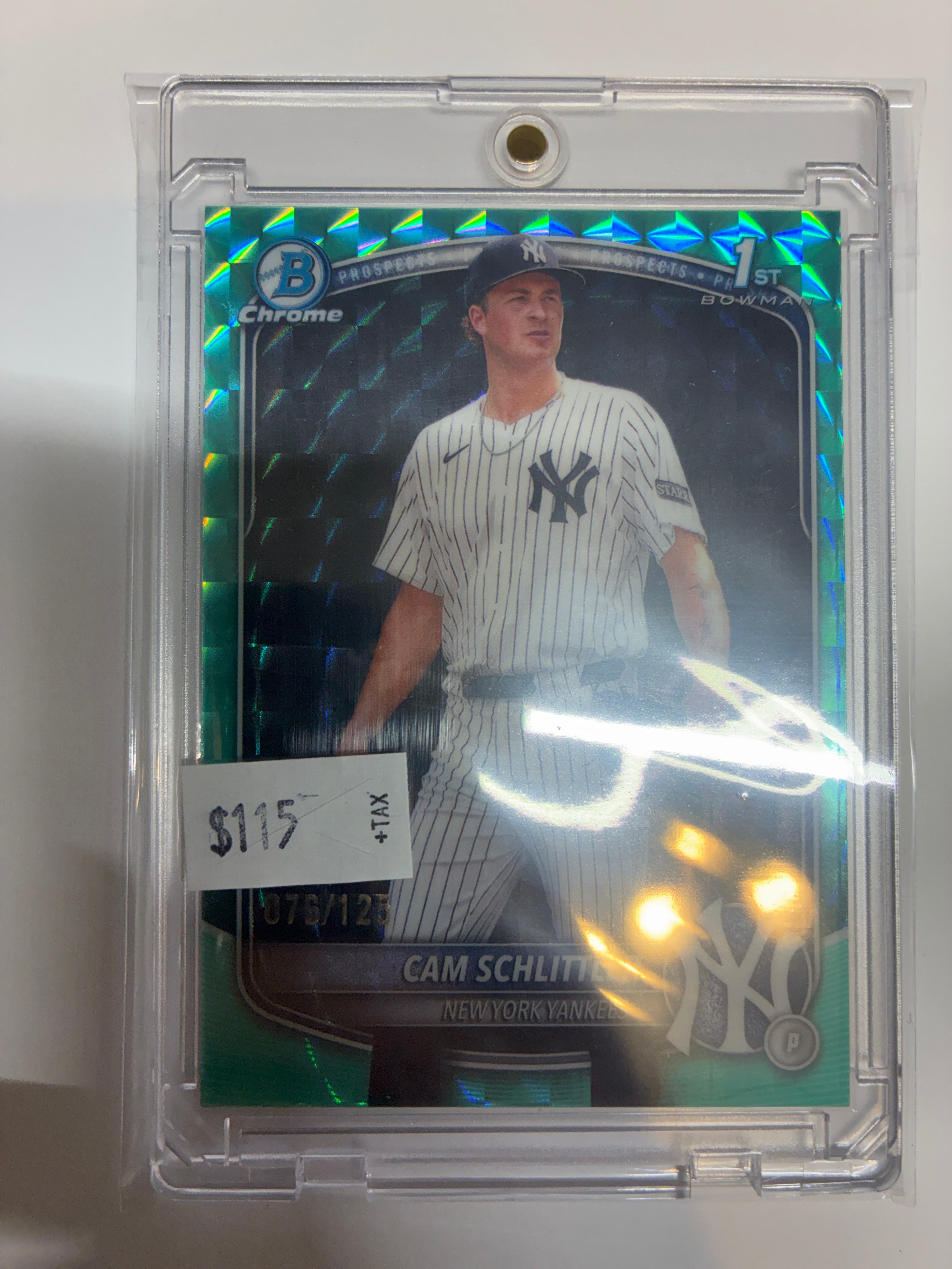2025 Bowman Chrome Prospects Cam Schlittler #BCP-166 Aqua Geometric Refractor 076/125