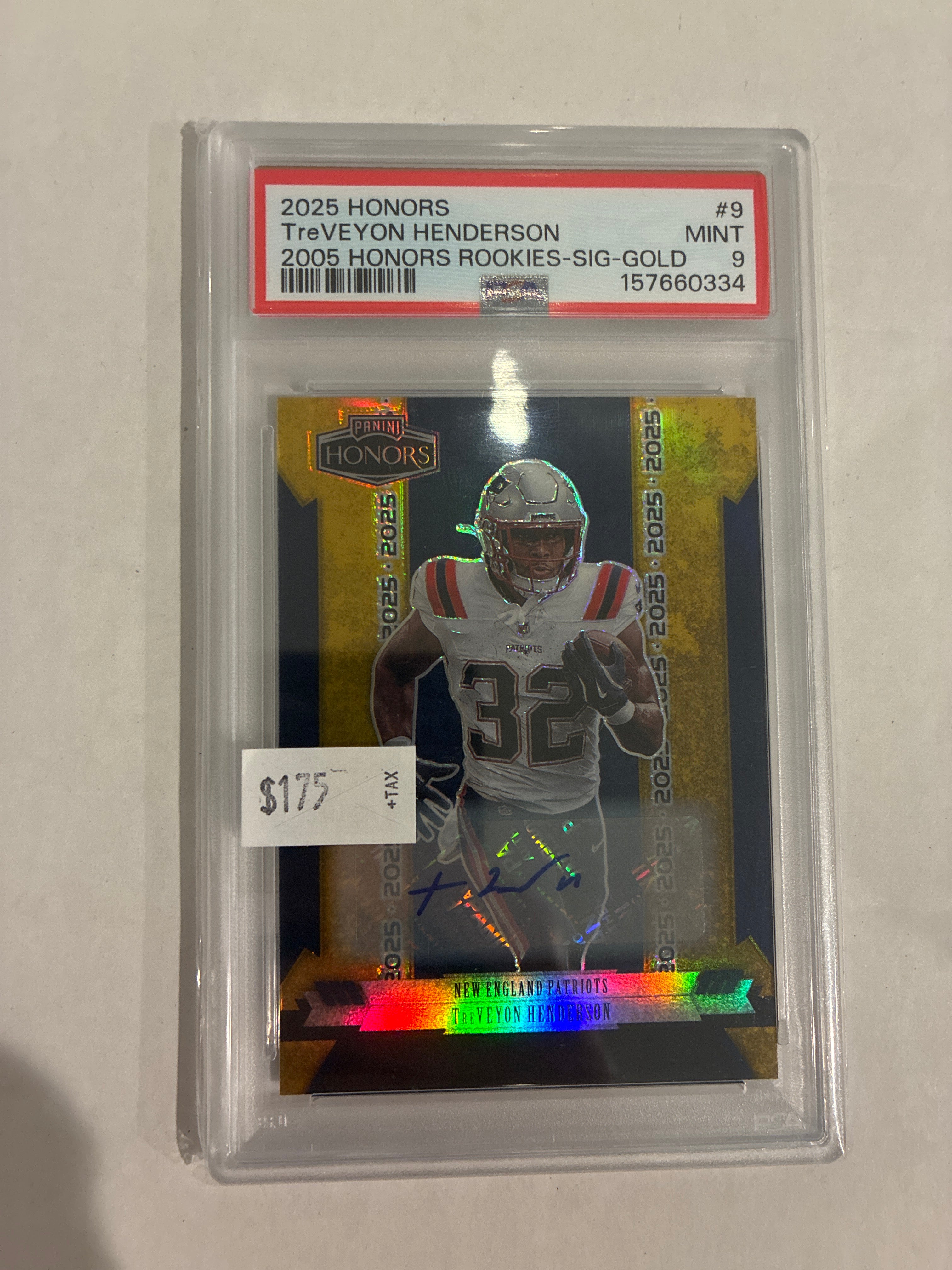 2025 Panini Honors TreVeyon Henderson Prizm Gold Auto 04/10 PSA 9