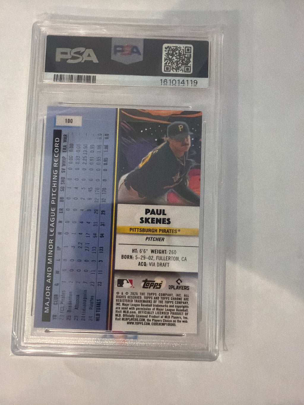 2025 Topps cosmic chrome Paul Skenes PSA10