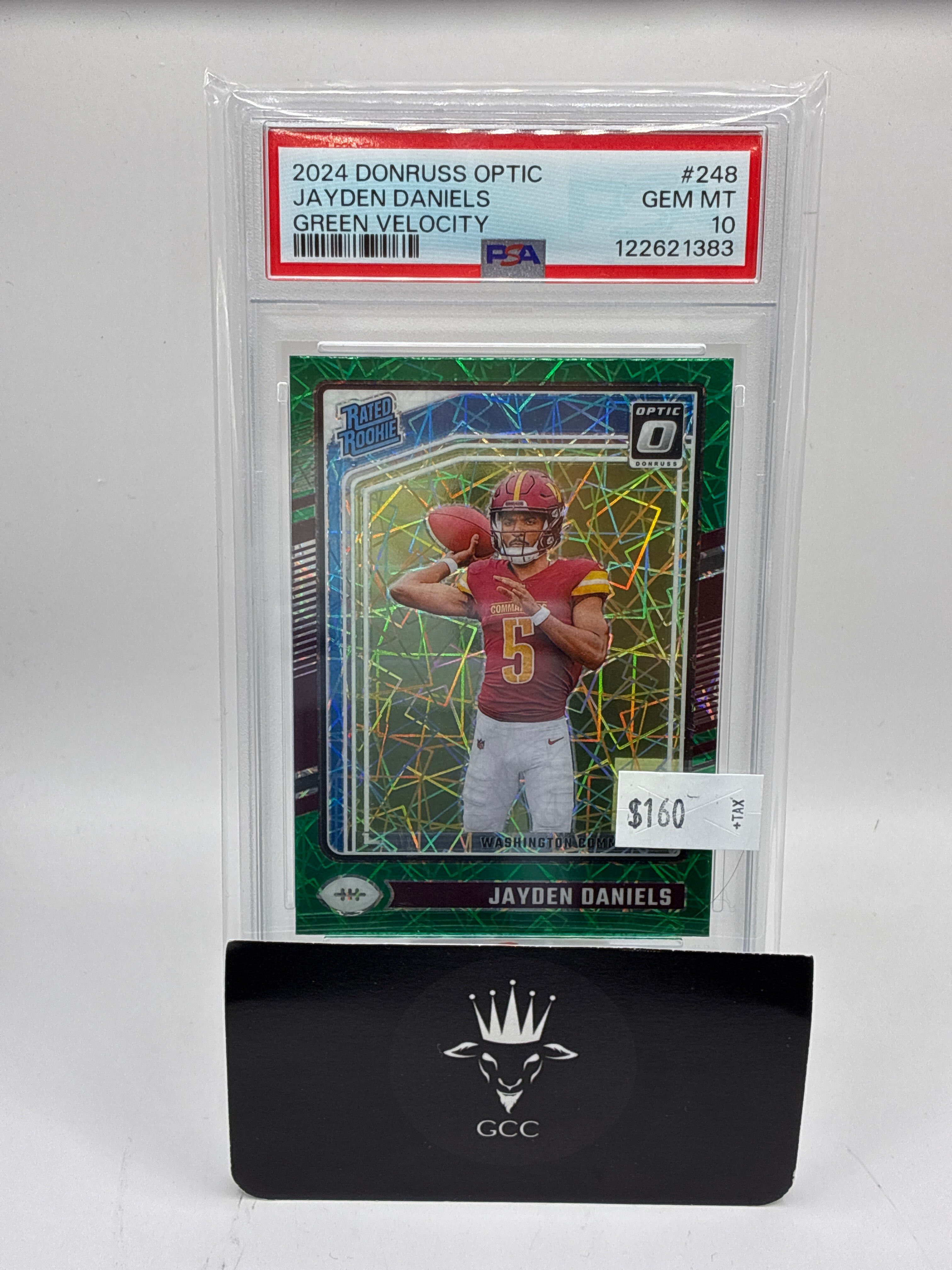 2024 Panini Donruss Optic Rated Rookie Jayden Daniels Green Velocity Prizm PSA 10