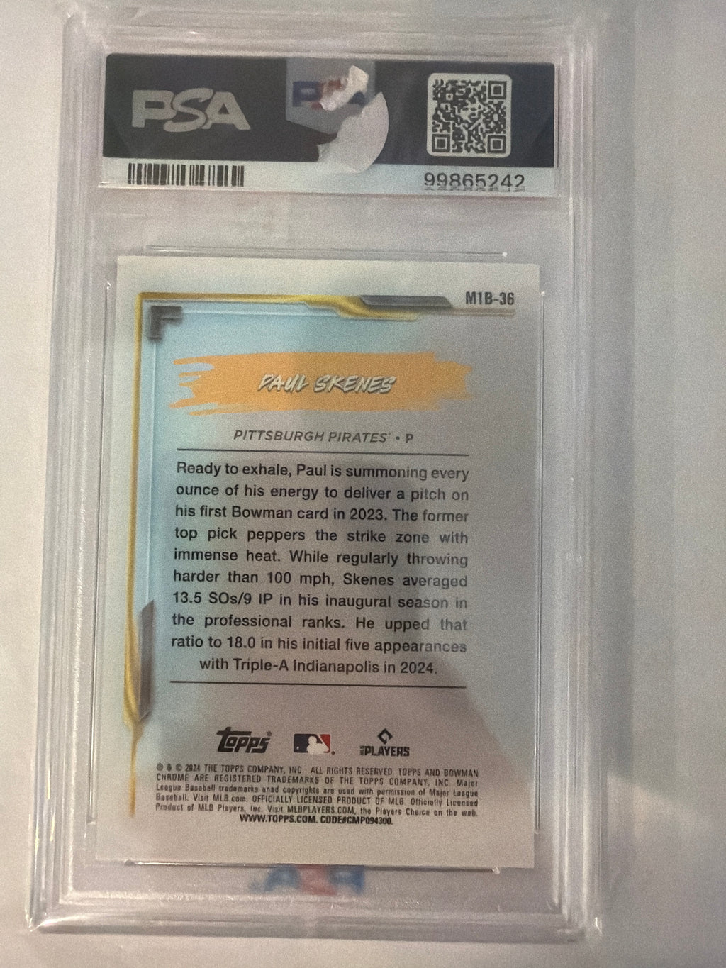 2024 bowman chrome M/B Paul Skenes My first Bowman PSA10