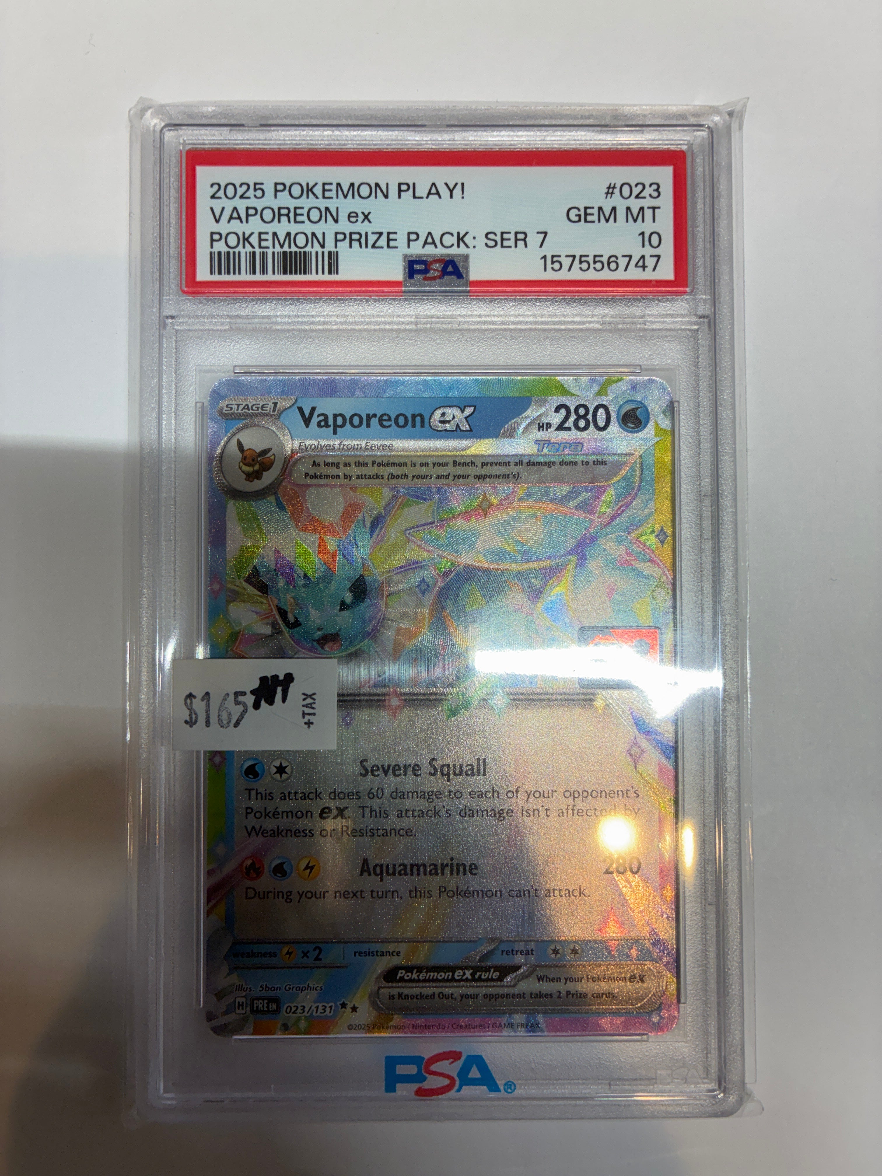 Vaporeon ex 023/131 Prize Pack Series Cards Holo PSA 10