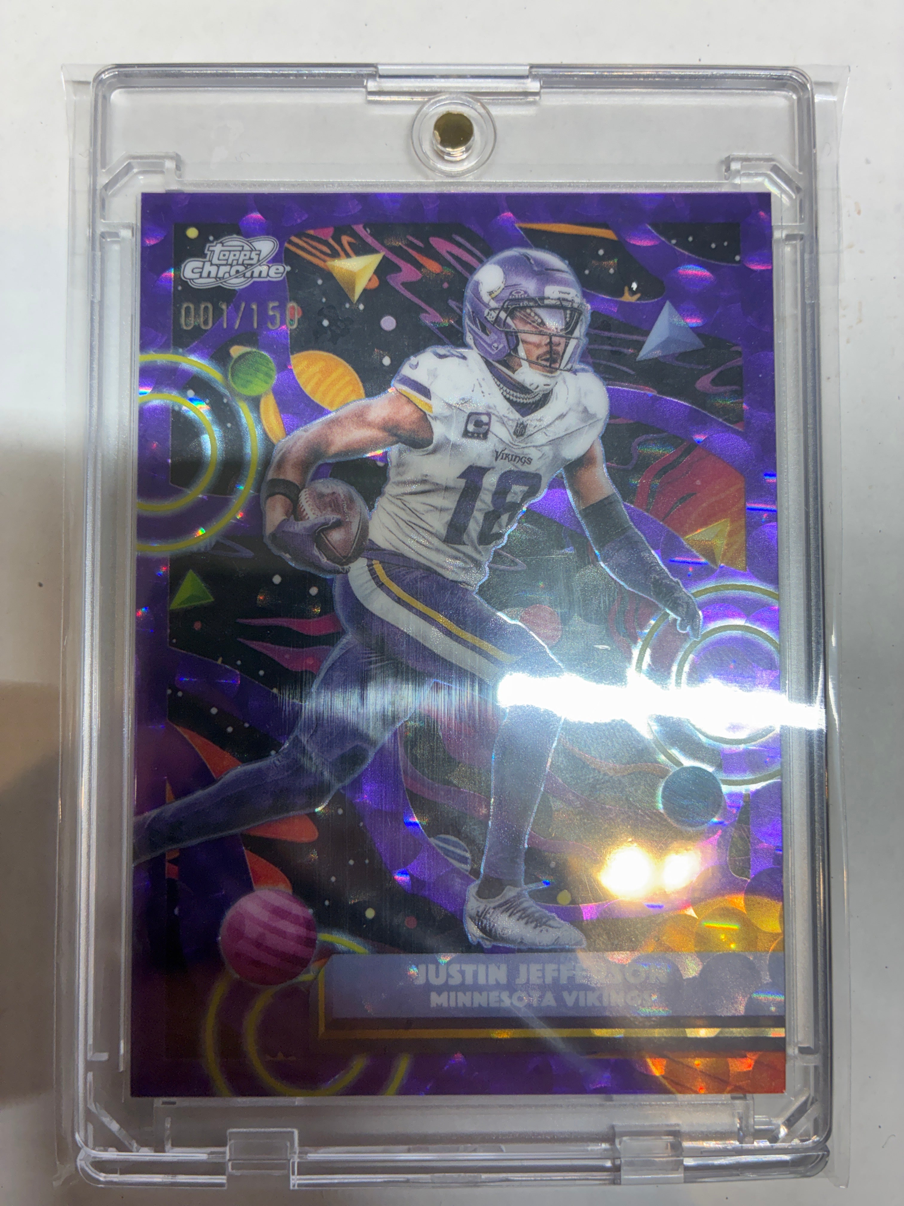 2025 Topps Cosmic Chrome Justin Jefferson #65 Purple Nebula Refractor 001/150