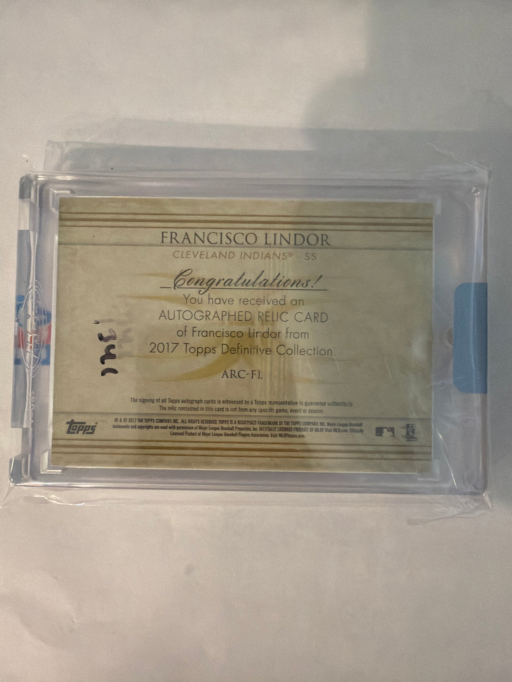 2017 Topps Francisco Lindor patch auto 33/50