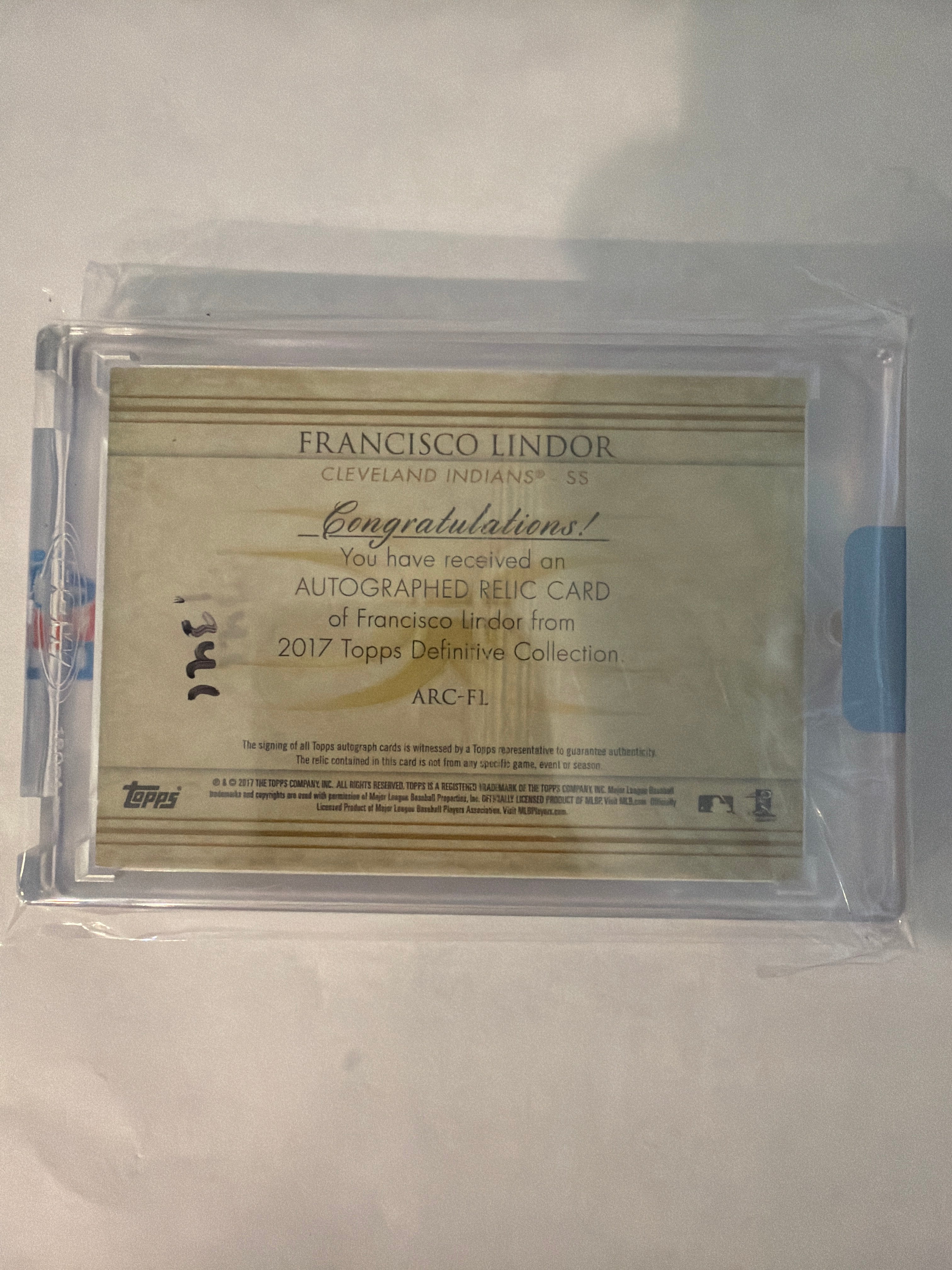 2017 Topps Francisco Lindor patch auto 33/50