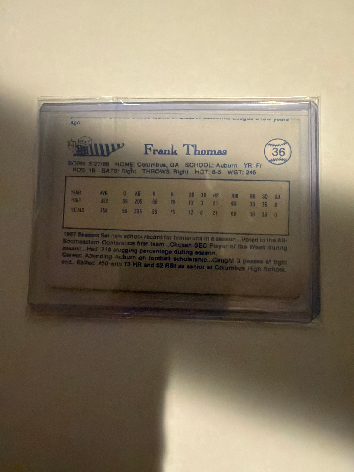 1987 Baseball USA Frank Thomas